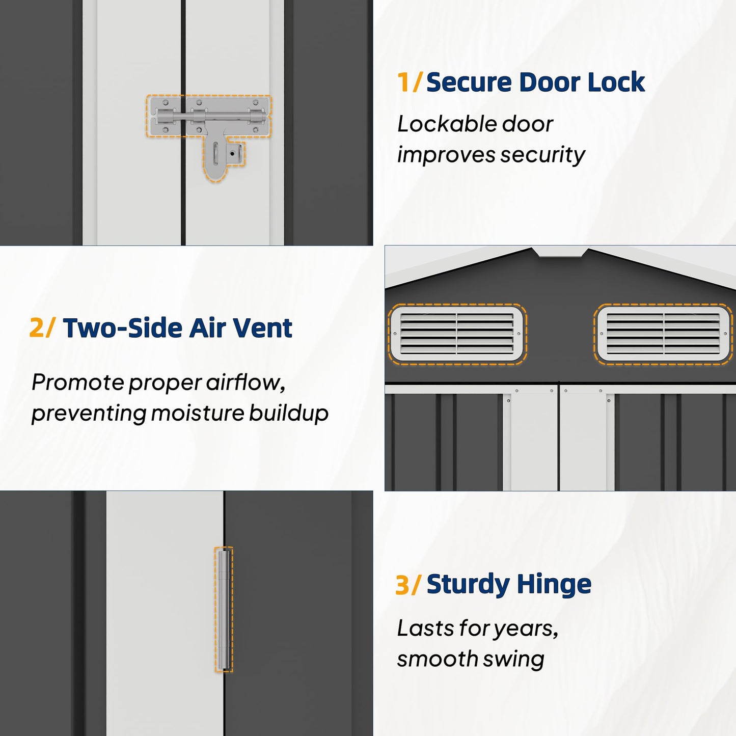 UDPATIO 10X8 FT Outdoor Storage Shed, Metal Steel All-Weather Resistant Garden Tool Shed with Sloped Roof & Lockable Door, Outside Heavy Duty Sheds for Bicycle in Patio Lawn, Garden, Backyard, Grey