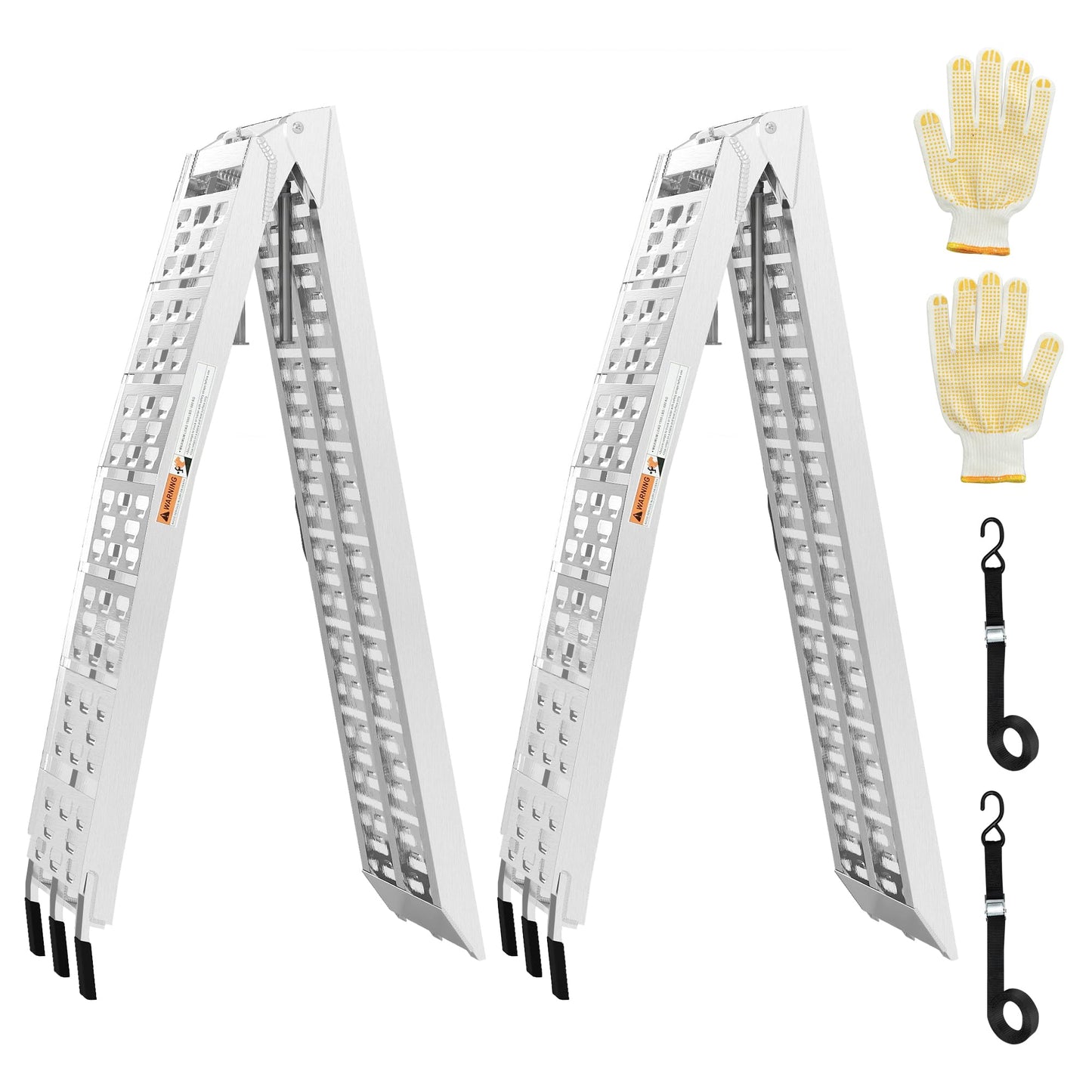 7.5 FT Aluminum Folding Loading Ramps, 3000lb Capacity Truck Ramps for ATV/UTV, Motorcycle, Lawn Mower, Golf Carts, Dirt Bike, with Adjustable Height Support Rods and Rubber Handles, 2PC Set