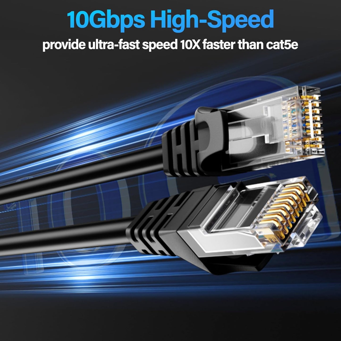 TuokaJu Cat6 10Gbps 6 (10 Pack), 6, Cat6 6 Ethernet Cable ft UTP Ethernet Cable Cat Flexible Bare Copper Cable, Cat