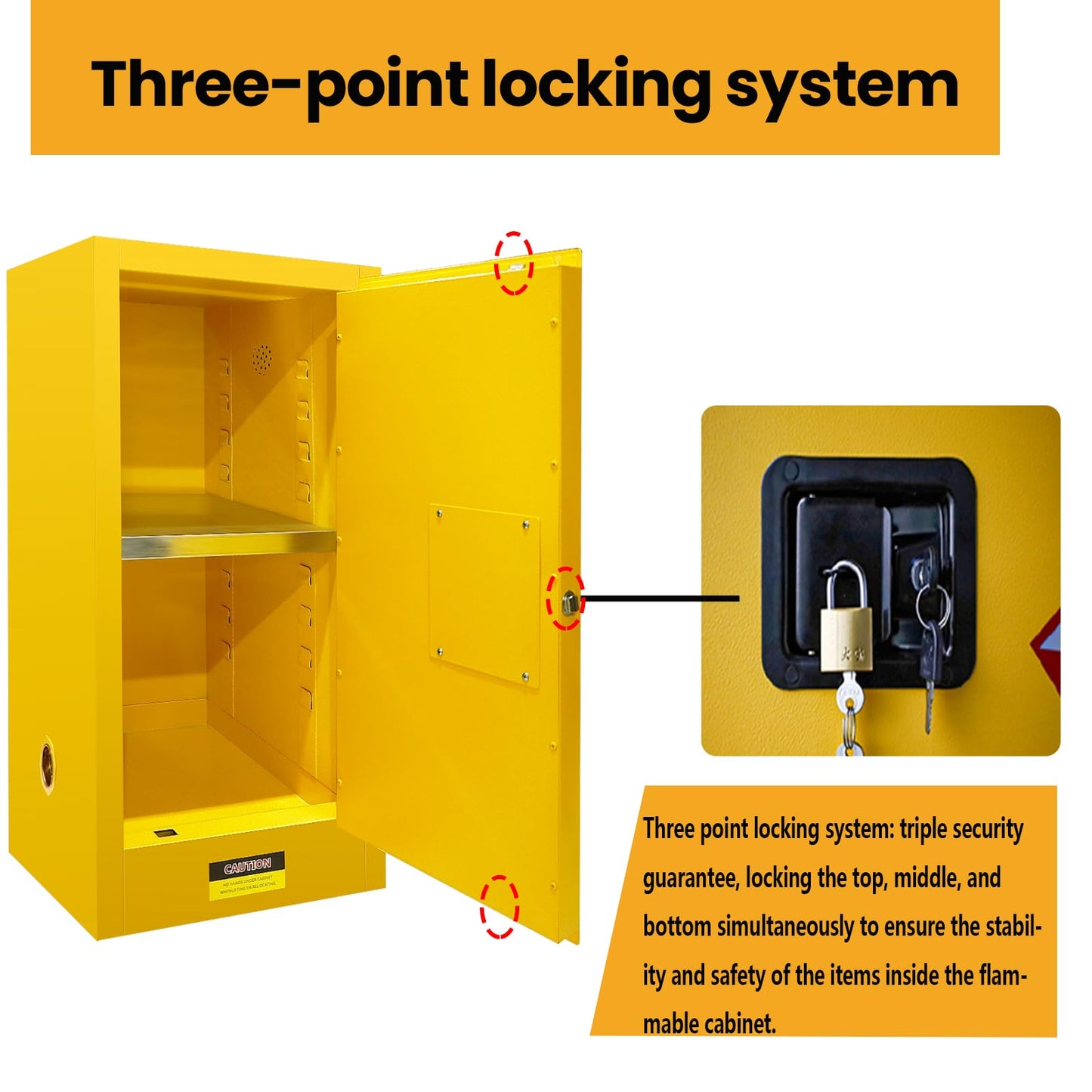 POWKOL 66 Gal Fireproof Flammable Storage Fireproof Cabinet, Galvanized Steel Material with Adjustable Shelf and Locks