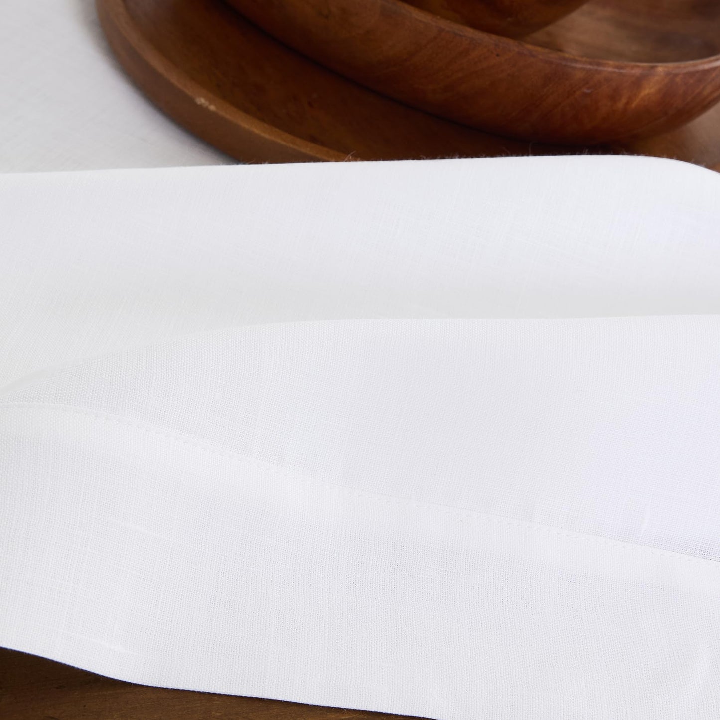 Solino Home Linen White Square Tablecloth 52 x 52 Inch - 100% Pure Linen Table Throw - Fete, Machine Washable Table Cloth for Mothers Day, Spring, Summer, Memorial Day