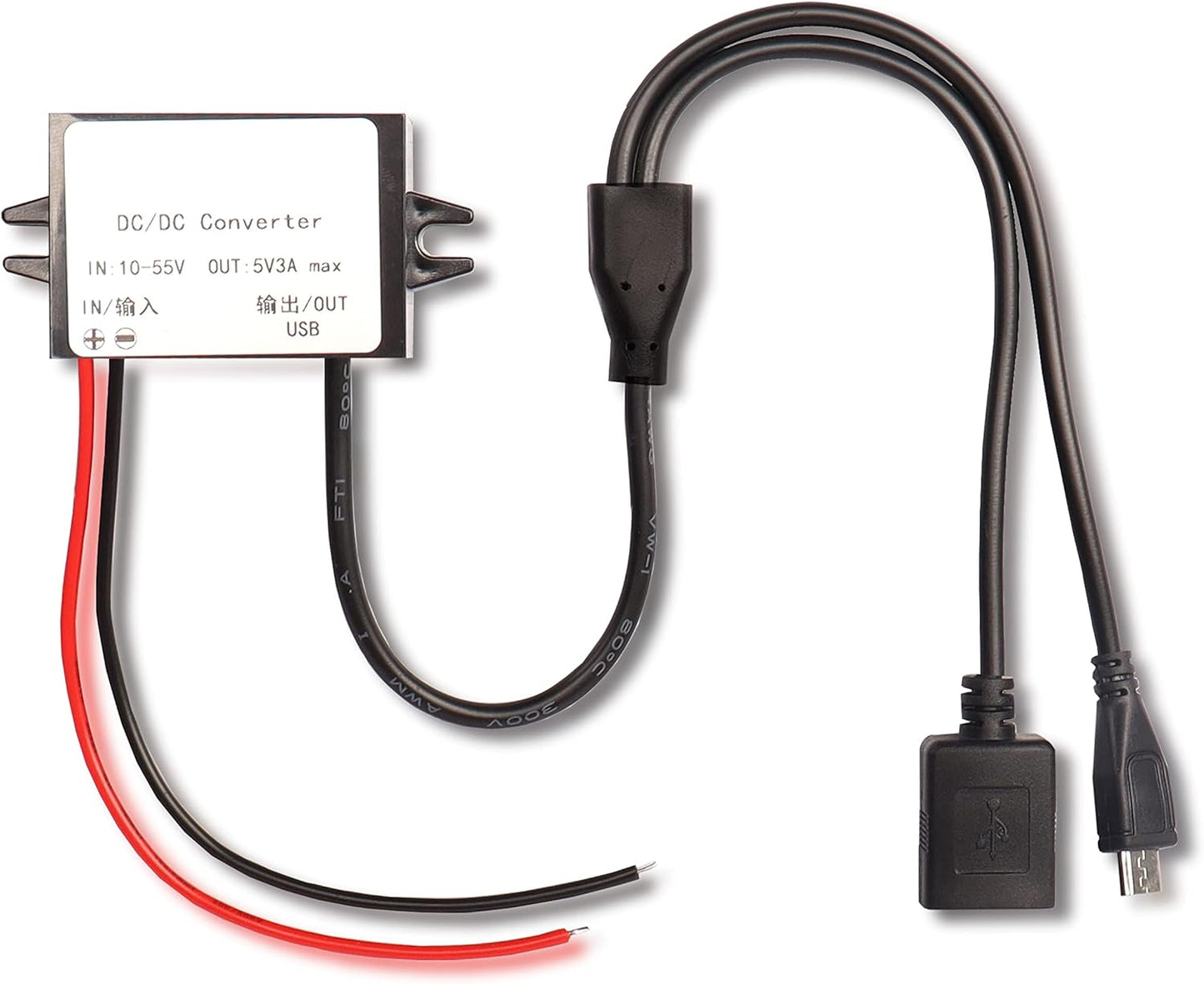 XMSJSIY 10-55V 5V 3A 15W to USB/Micro USB DC to DC Regulator Car Power Converter