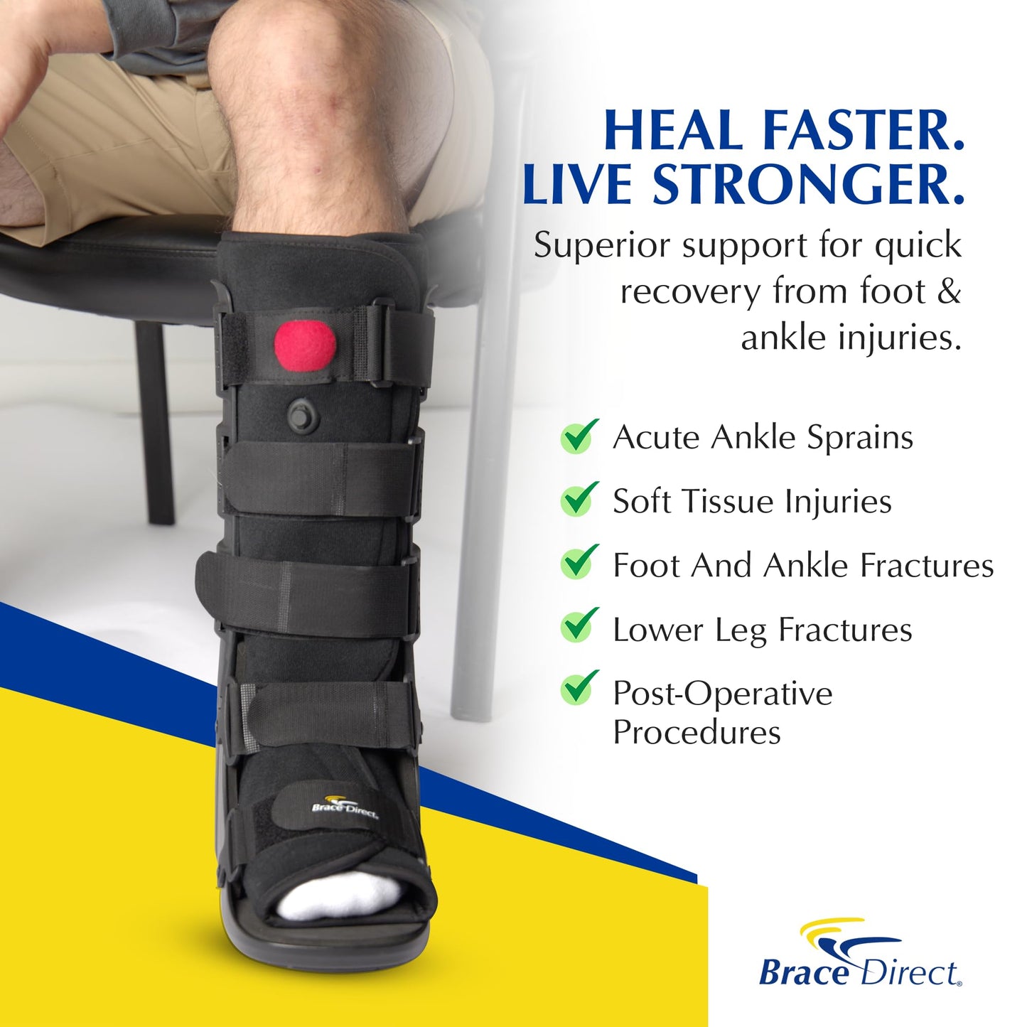 Brace Direct Tall Air CAM Walker Fracture Boot - Orthopedic Boot for Foot Fractures, Sprained Ankles & Surgery Recovery (Small - US Shoe Men 4.5-7 / Women 6.5-8)