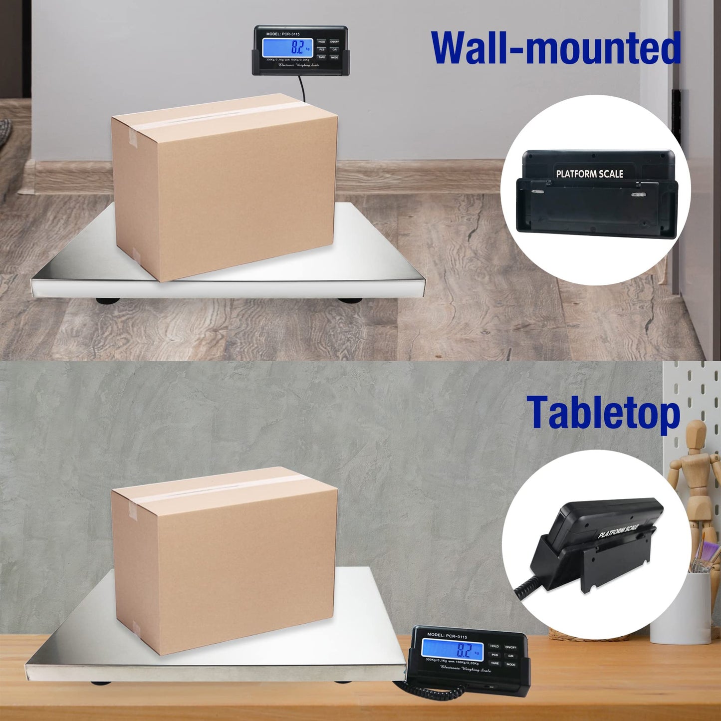 Charmline 660lbs x 0.1lbs High Accuracy Digital Postal Scale, Pet Vet Scale with 17x21in Large Stainless Steel Platform, Heavy Duty Scale for Packages/Dog/Postage/Luggage, Battery&AC Adapter Powered