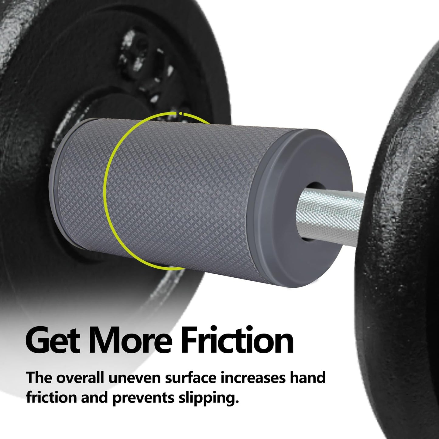 Hikeen Thick Bar Dumbbell Grips, Non Slip Hard Rubber Barbell Grips for Weight Lifting, Muscle Building - 2.75" Outer Diameter