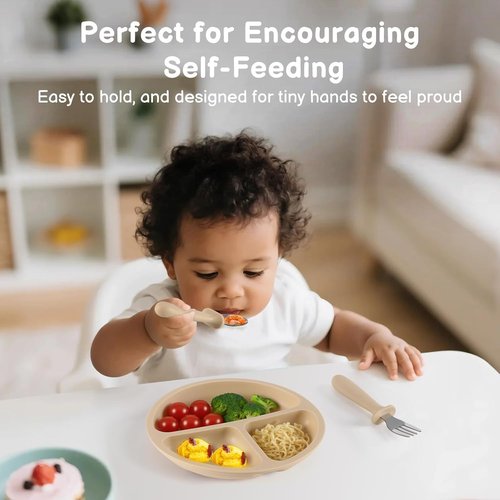 Eascrozn Toddler Utensils - 6 Pack Kids Silverware Set with Silicone Handles | Safe 18/8 Stainless Steel
