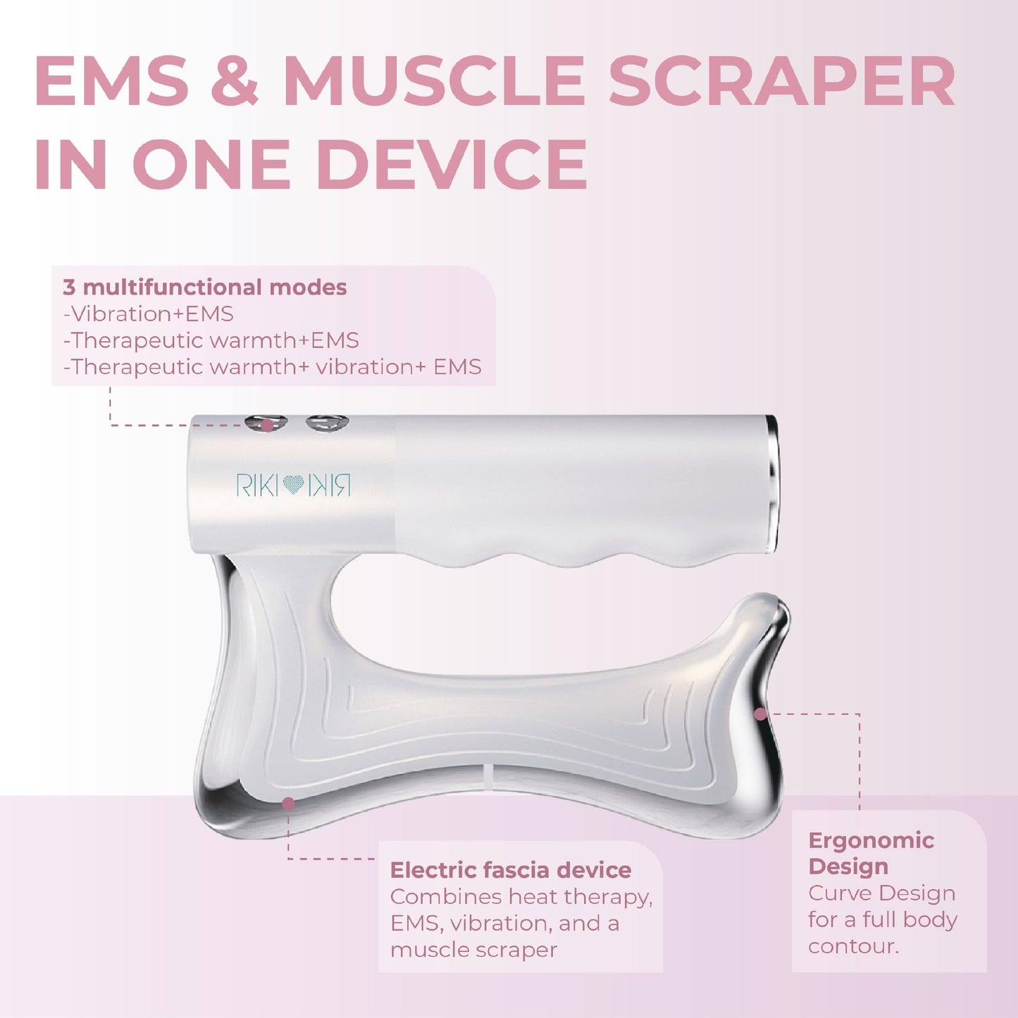 RIKI LOVES RIKI SCULPTOR Body Massager – Heat, Vibration & Micro-Pulse Gua Sha Tool for Muscle Relaxation, Body Contouring Appearance & Recovery Support, Rechargeable Handheld Device