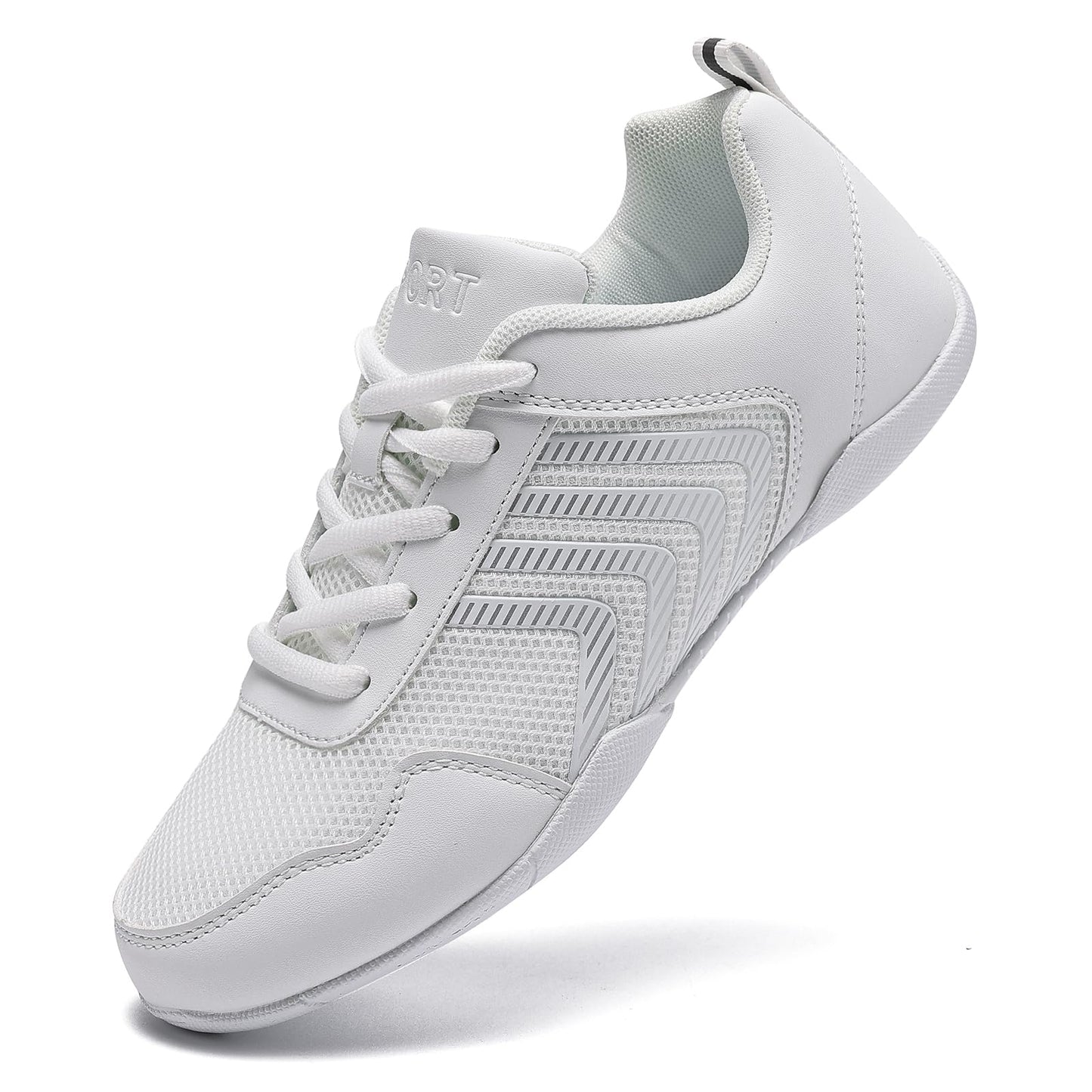 LANDHIKER White Cheer Shoes for Girls Womens Cheerleading Shoes Youth Competition Cheerleading Shoe Sports Tennis Training Athletic Flats Breathable Soft Comfortable Kids Cheer Sneaker Size