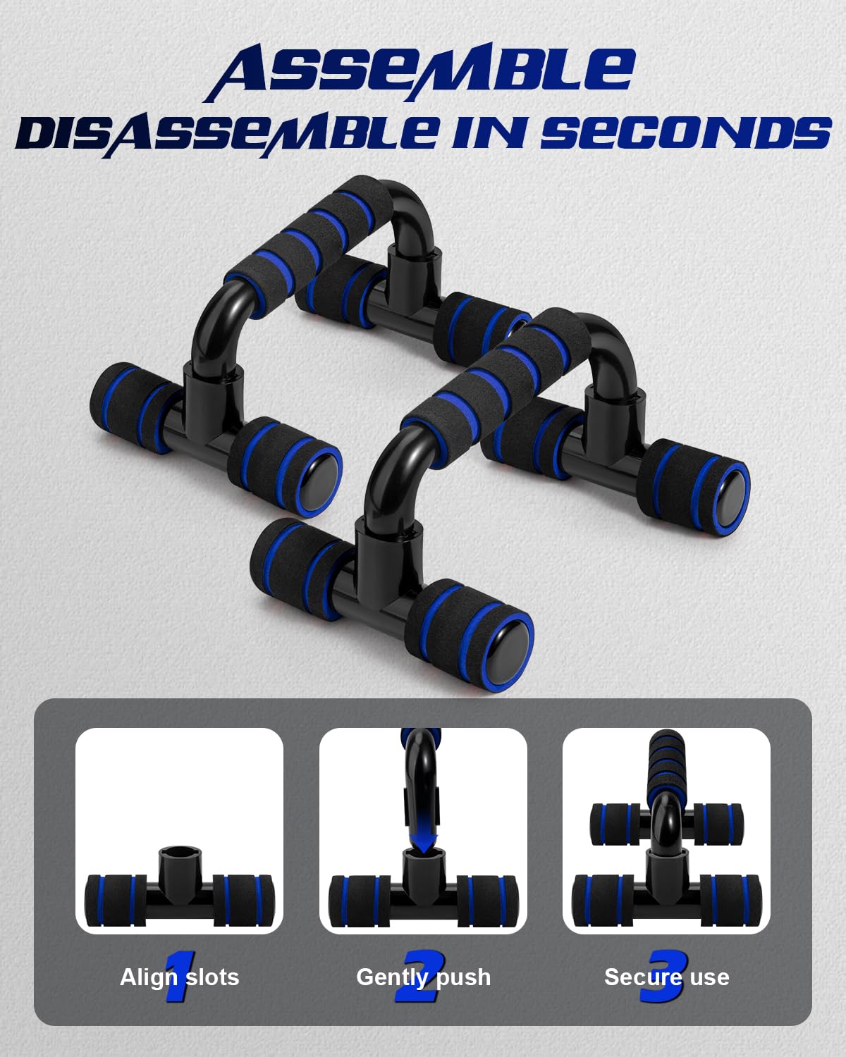 Citufuol Ergonomic Push Up Bars (2 Pack) - Portable Push Up Handles for Men & Women, Ideal for Home, Gym, or Floor Workouts – Deep Muscle and Strength Training – Blue