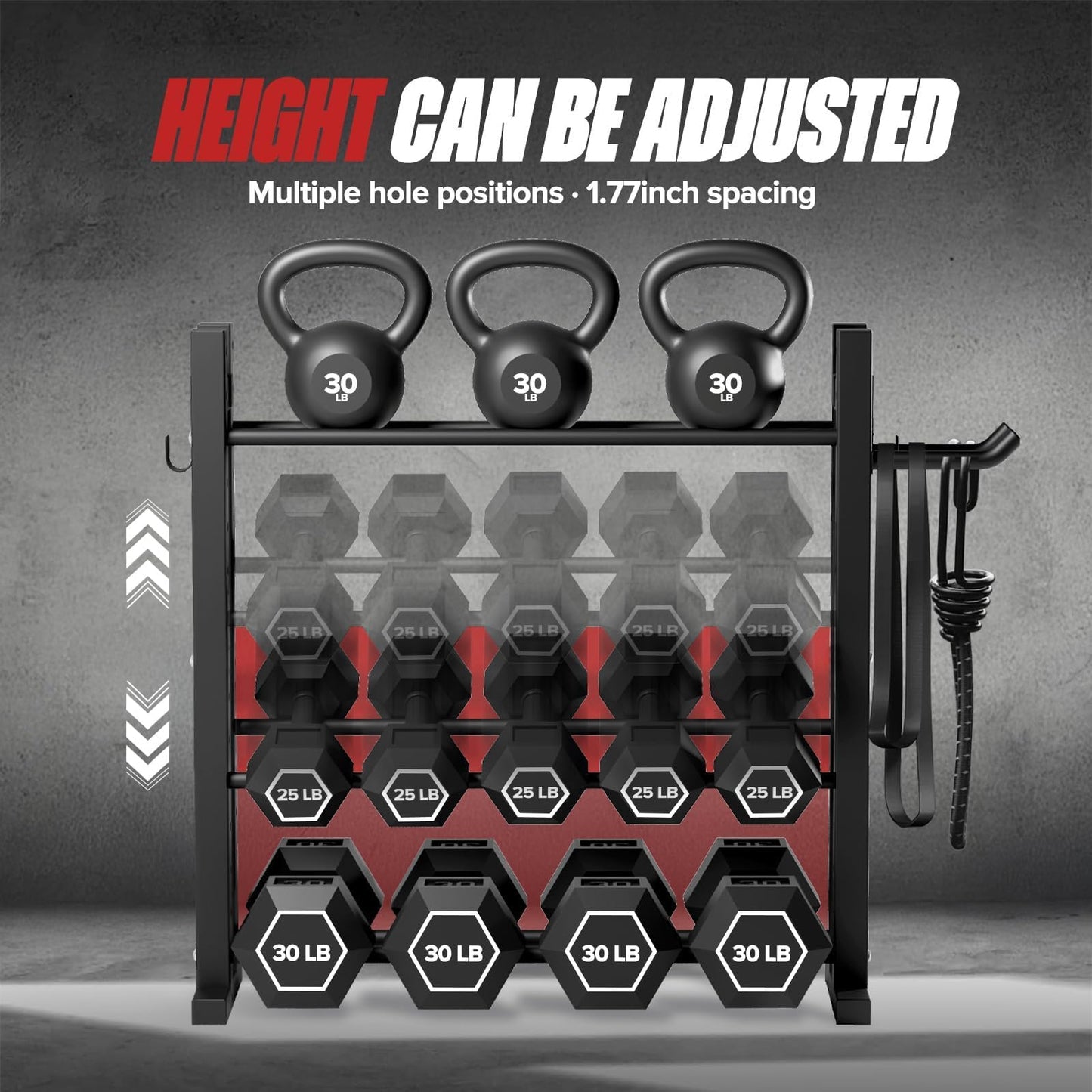 3-Tier Dumbbell Rack Stand Only, Weight Rack for Home Gym Dumbbells, Adjustable Height, Compact Design, 1000LB Capacity Dumbbell Storage for Home Use