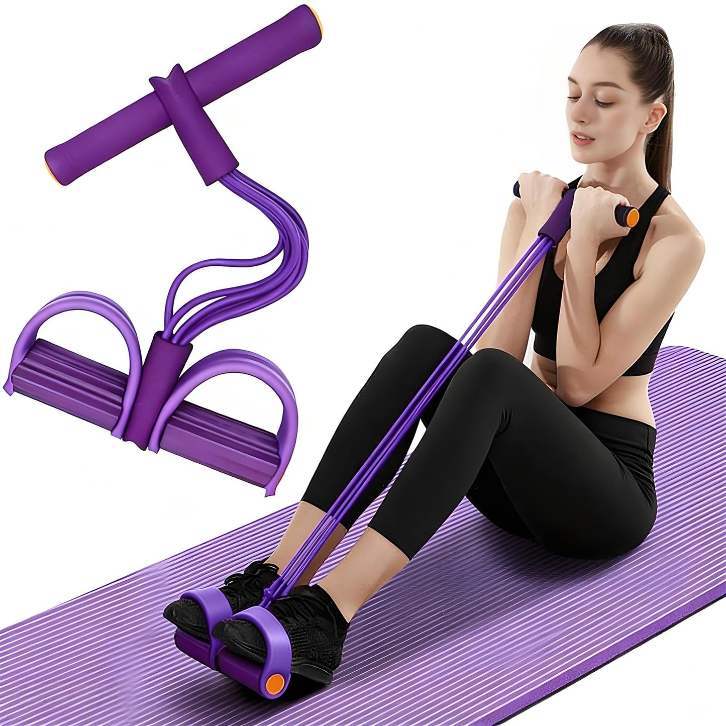 Multifunction Tension Rope, 6-Tube Elastic Yoga Pedal Puller Resistance Band, Natural Latex Tension Rope Fitness Equipment, for Abdomen/Waist/Arm/Leg Stretching Slimming Training
