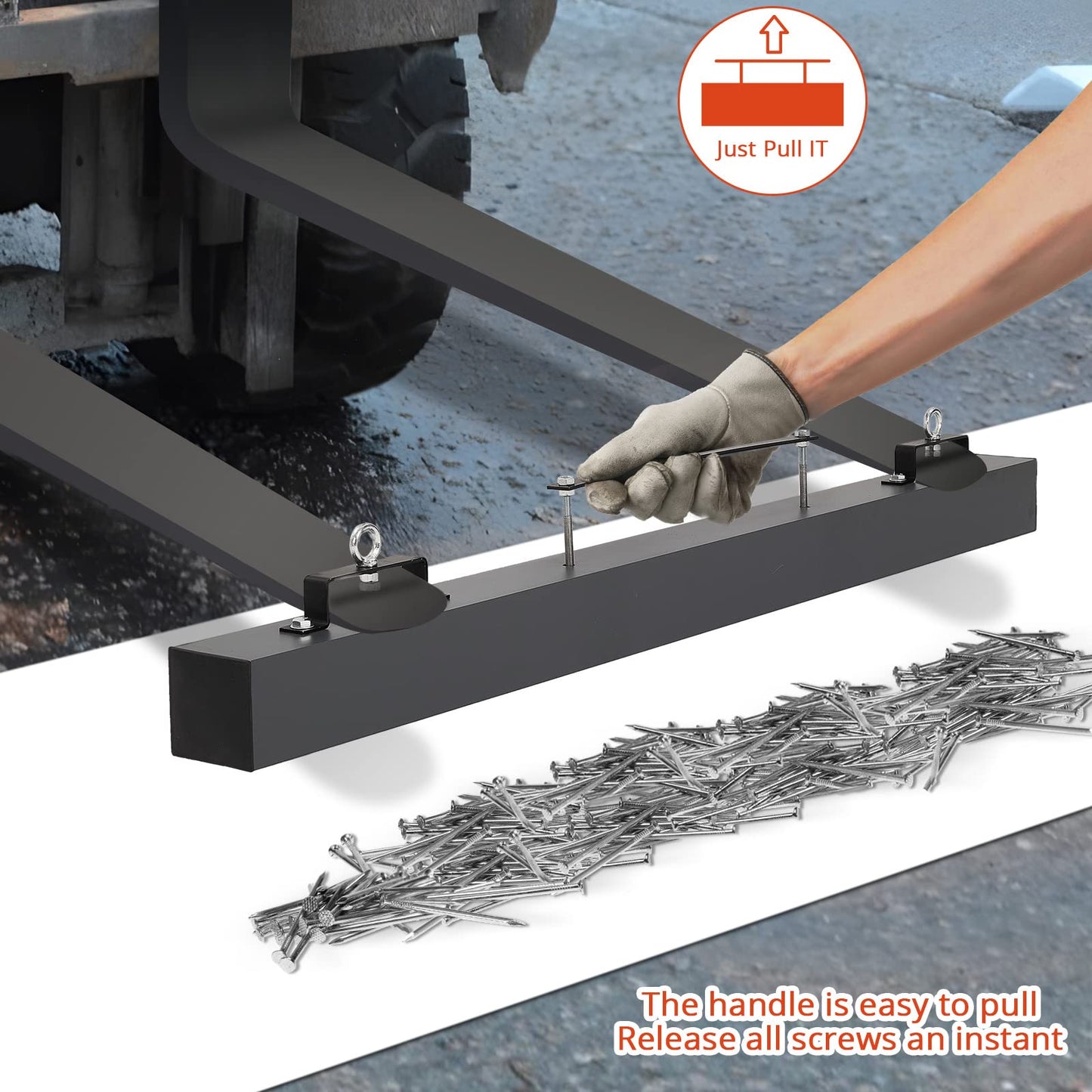Garvee Magnetic Sweeper 48'' Hanging Magnet Sweeper 120 LBS Magnetic Forklift Sweeper Industrial Magnets for Picking Up Nails, Bolts, Iron Chips Steel Material Magnet Accessories (48 Inch)