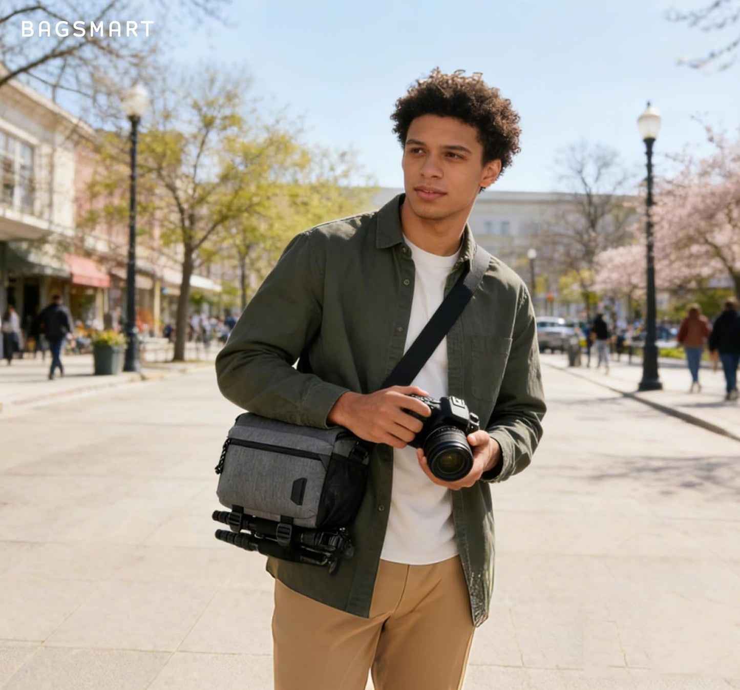 BAGSMART Small Camera Sling Bag for Photographers, Compact Camera Shoulder Bags for DSLR/SLR/Mirrorless Cameras