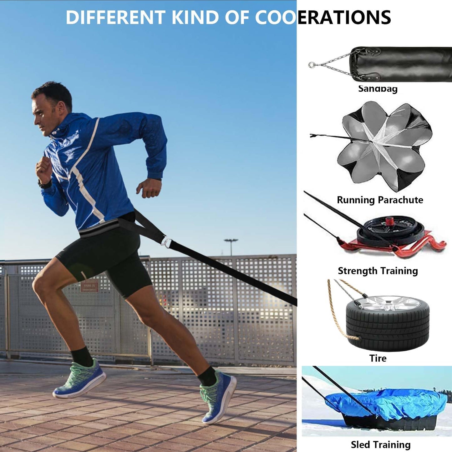 Tuyzhrymlic Sled Pulling Belt Set, Adjustable Waist Training Belt with Pulling Rope for Strength Agility Power Training to Help Full Body Building