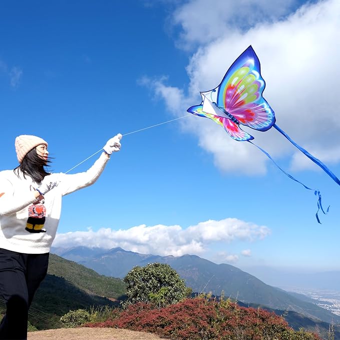 Mint's Colorful Life Kite Set for Kids and Adults, Easy to Fly Butterfly Delta Airplane Dragon Octopus Kite, Large Beach Kites Kits with 300ft String, Best for Gifts & Family Outings