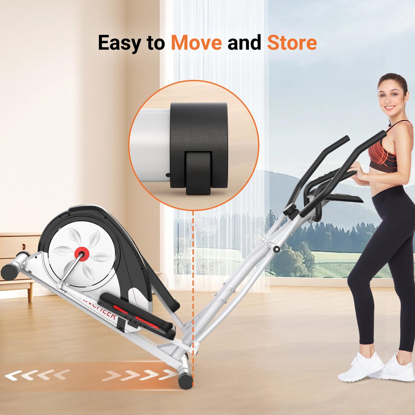 ANCHEER Elliptical Exercise Machine, Elliptical Trainer for Home Gym, Exercise Equipment 500Lbs Max Weight, Ultra-Silent Elliptical Machine, with Pulse Rate Grips & Smooth Resistance Levels
