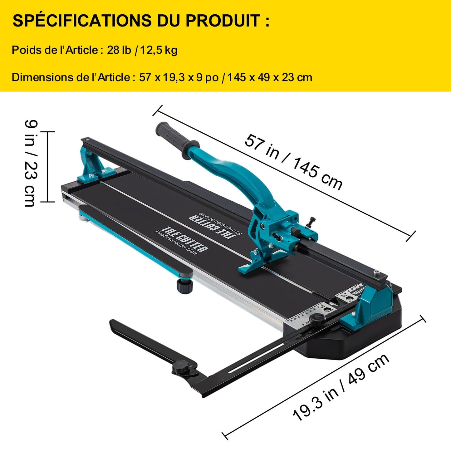 Mophorn 48 Inch Tile Cutter Single Rail Double Brackets Manual Tile Cutter 3/5 in Cap w/Precise Laser Manual Cutter Tools for Precision Cutting (48 Inch)