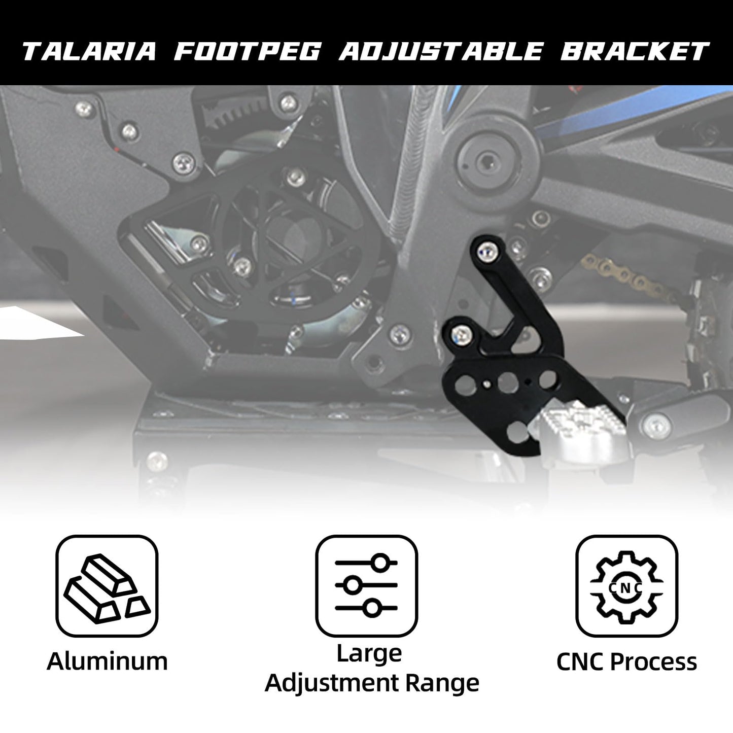 CHANGCHENG Motorcycle Foot Pedal Brackets Talaria Six Positions Rest Bracket Brace Support Adjustable for Talaria Sting MX3 MX4 Electric Dirt Bike Black