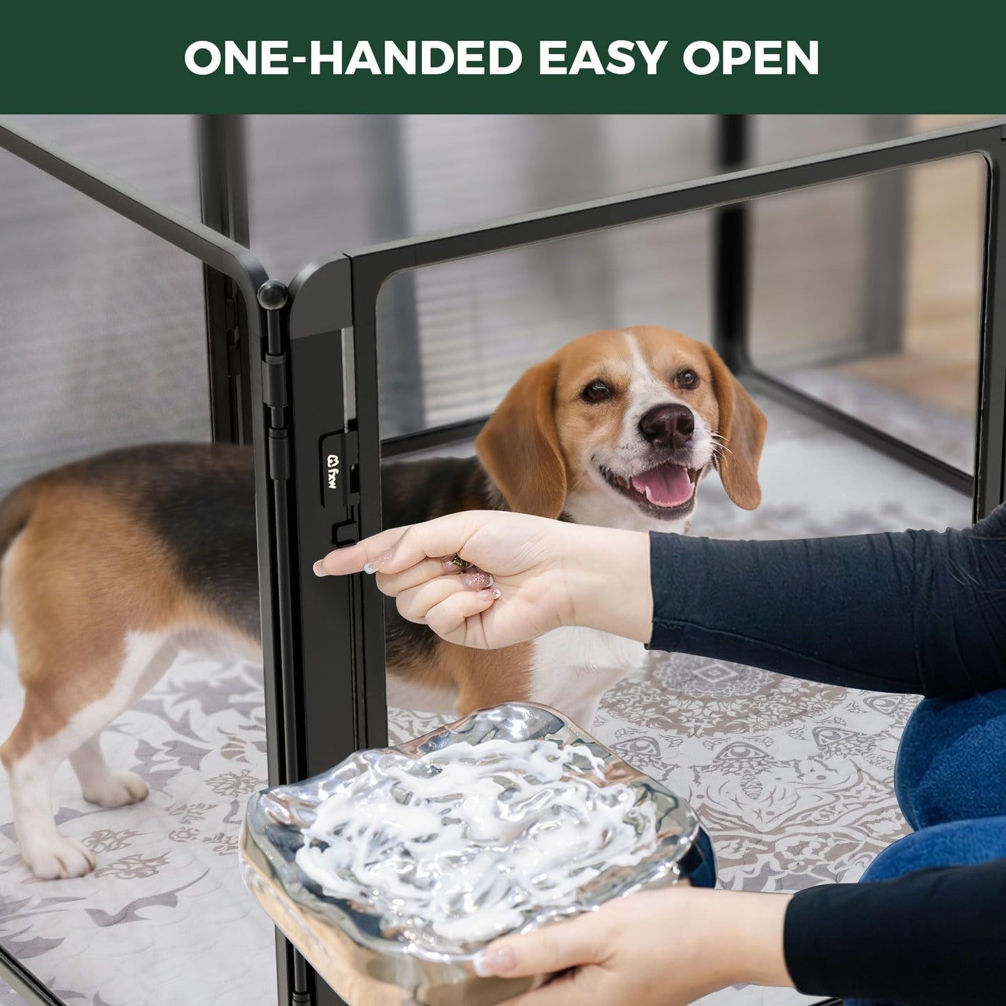 FXW AuraSpace Pro Acrylic Indoor Dog Playpen, Heavy-Duty with Metal Frame, 32" Height 6 Panels for Small and Medium Dogs, Black│Patented