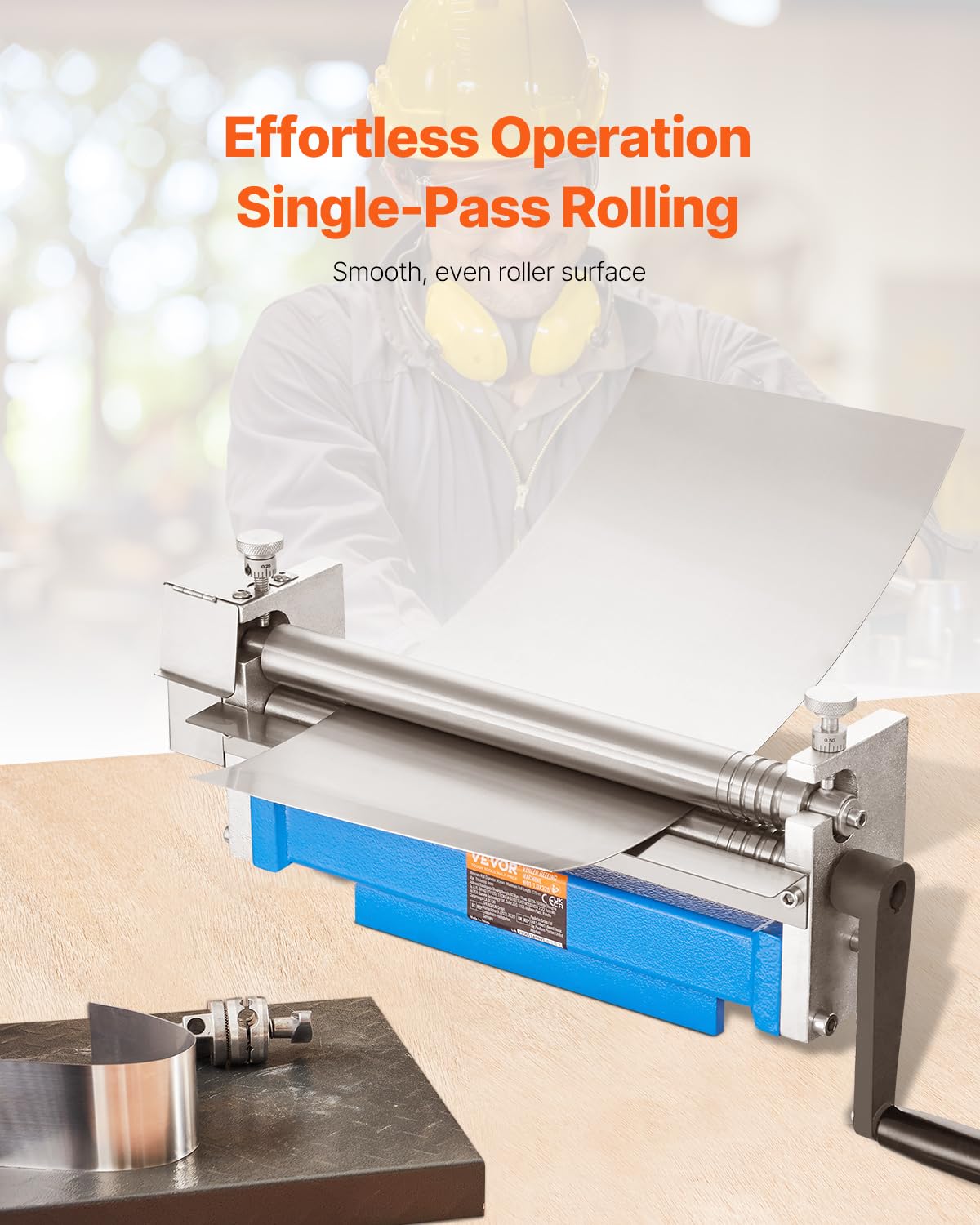 VEVOR Slip Roller, 12.6 inches, Sheet Metal Slip Roll Machine, 20 Gauge Capacity, Rolling Bending Machine with Detachable Rollers, 21 HRC, for Aluminum Alloy Sheet Low Carbon Steel Copper Sheet