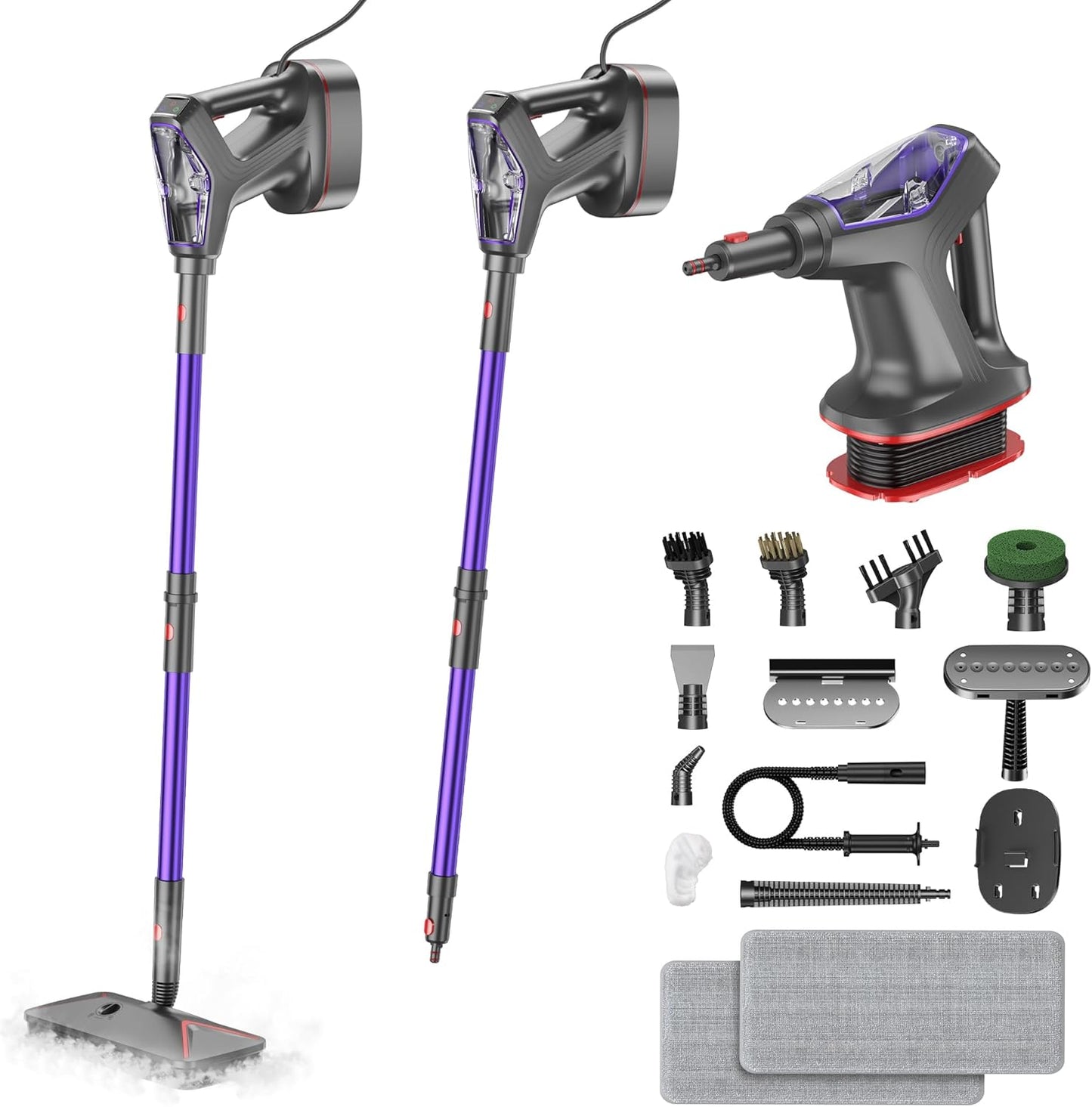 Skiennix Steam Mop - Heavy Duty All-in-One Cleaner with Detachable Handheld Steamer for Hardwood, Tile & More