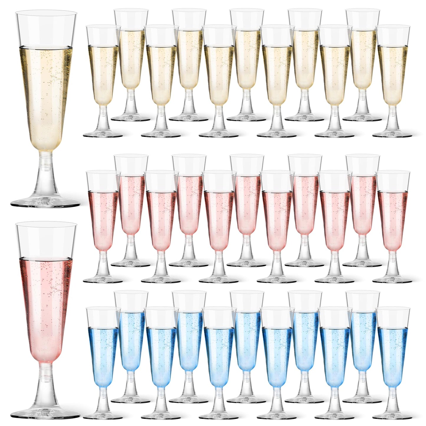 Plastic Champagne Flutes 40 Pack, 5.5 Oz Clear Disposable Plastic Champagne Glasses, Wine Glasses Cups for Wedding Celebration Birthday Party Valentines Wine Tasting New Years Eve Party Supplies