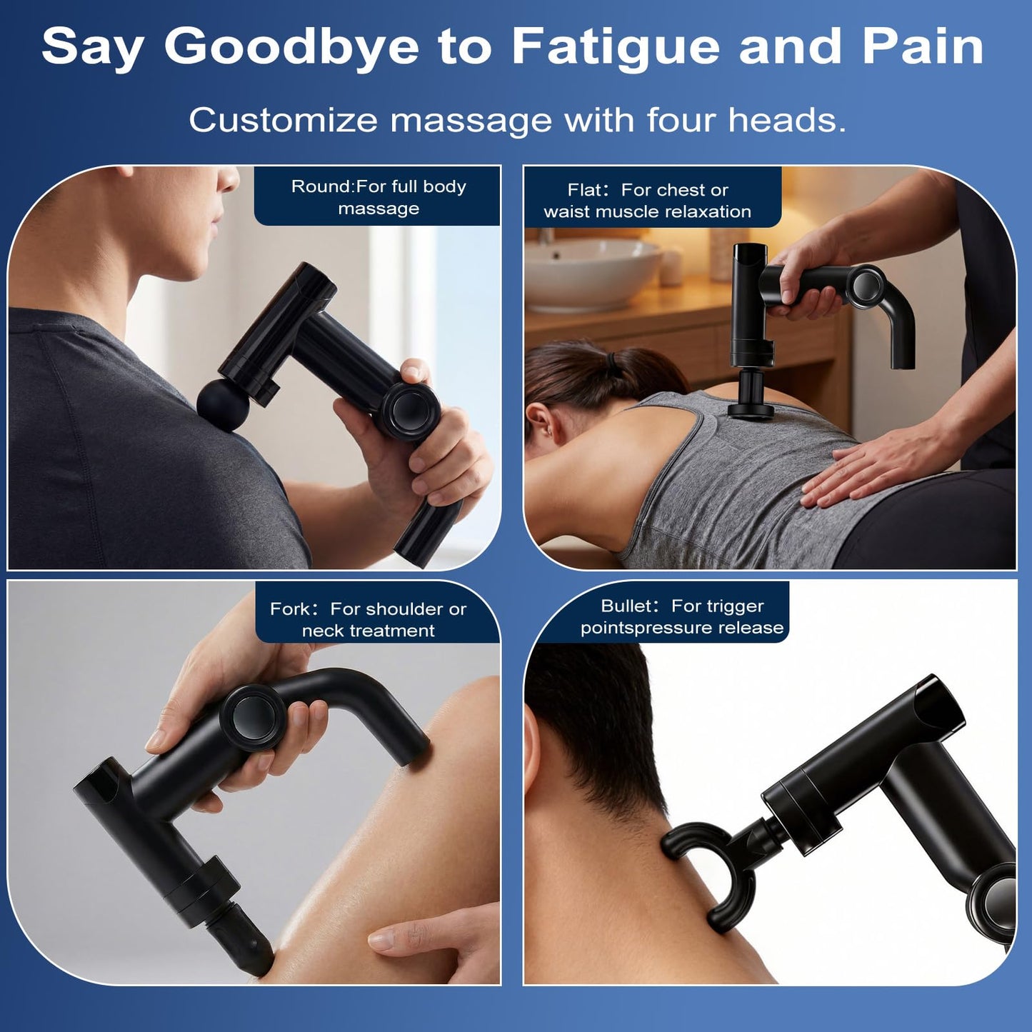 HISBO Foldable Massage Gun with Upgraded Extension Handle, 32 Speeds Massage Gun Deep Tissue - Back Massager for Pain Relief Deep Tissue, Muscles/Neck/Shoulders/Waist/Legs Massager
