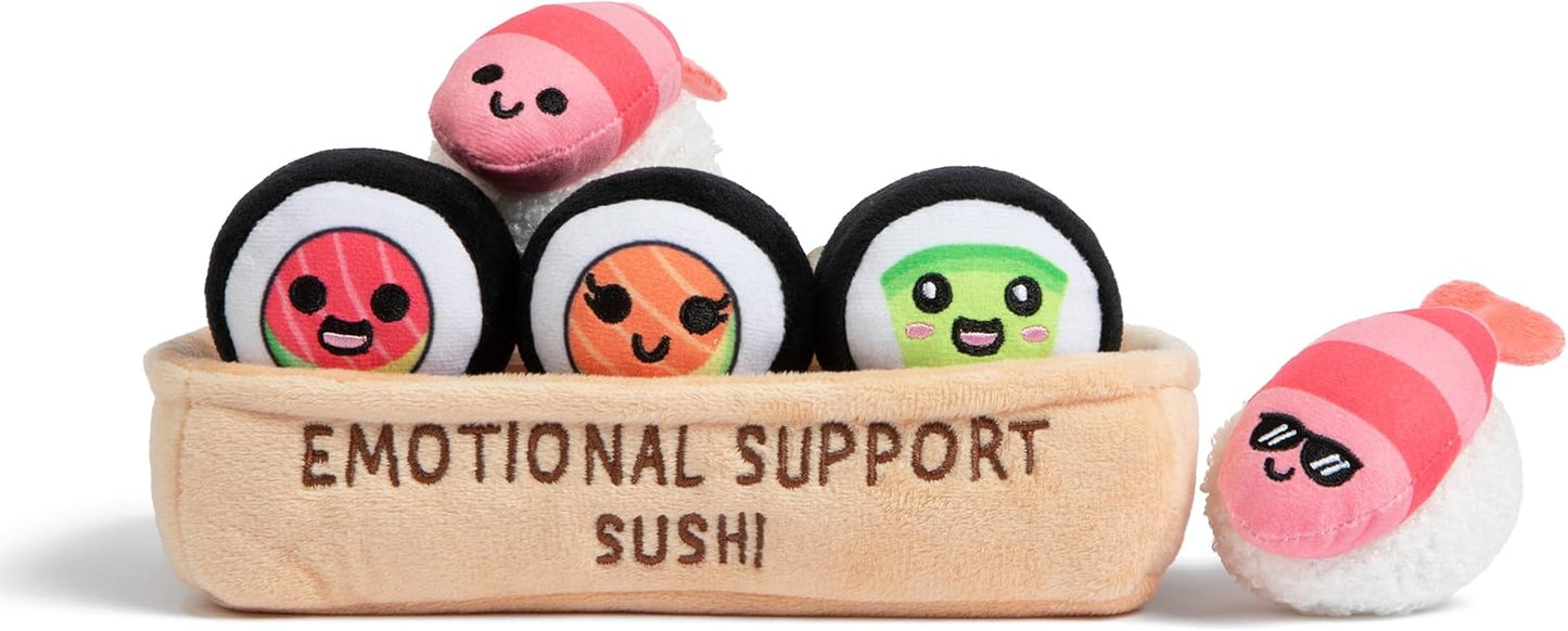 Relatable Emotional Support Sushi | Cuddly Stuffed Animals Set with 5 Plush Toys & Basket - Perfect Gift for Mom