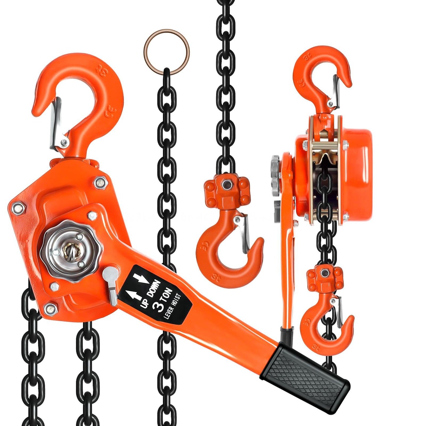 Lever Chain Hoist, Heavy Duty 6600lbs Cpacity Come Along Tool, Hand Chain Hoist with Dual Pawl Brake for Warehouse, Industrial & Construction Use (3Ton10FT)