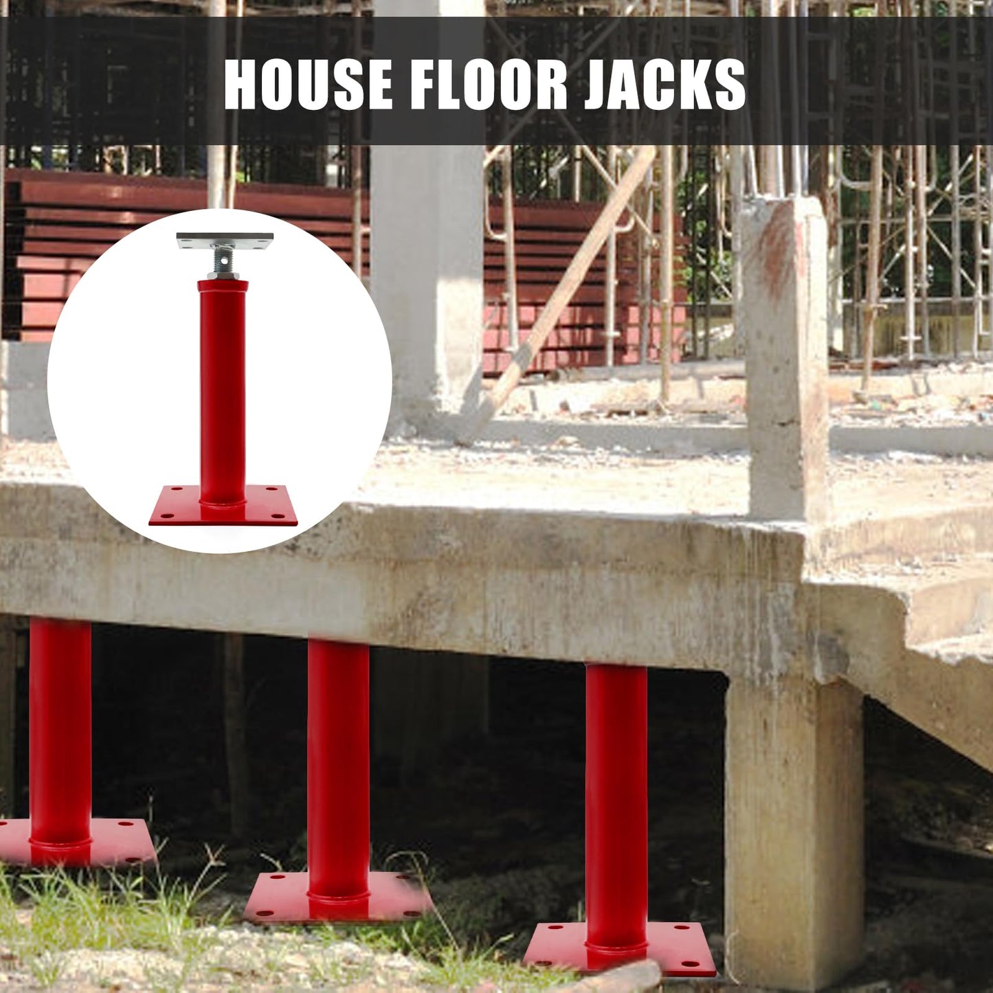 OPERMAXER House Jacks for Leveling Crawlspace, 11" -16" Height Range，9920 lbs to 6860 lbs Height Capacity (Each)，Floor Jacks Joist Beam Brace for Cellar Ceiling - Screw Pole Jack, 2 Pack