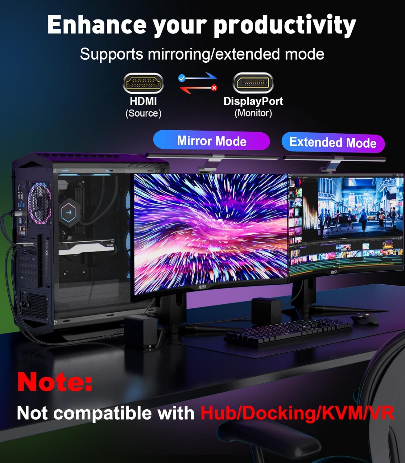 THANDBLE 6FT (4K60Hz), PS5 Active HDMI to DisplayPort Cable Uni-Directional HDMI Source to Display Port Monitor Cable