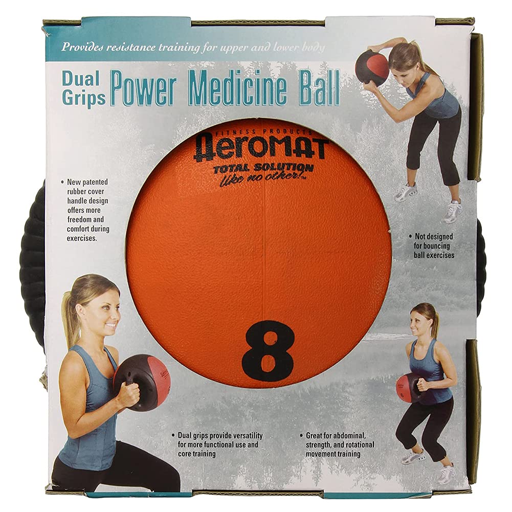 Aeromat Dual Grip Power Medicine Ball, 9cm/8-Pound,Black/Orange