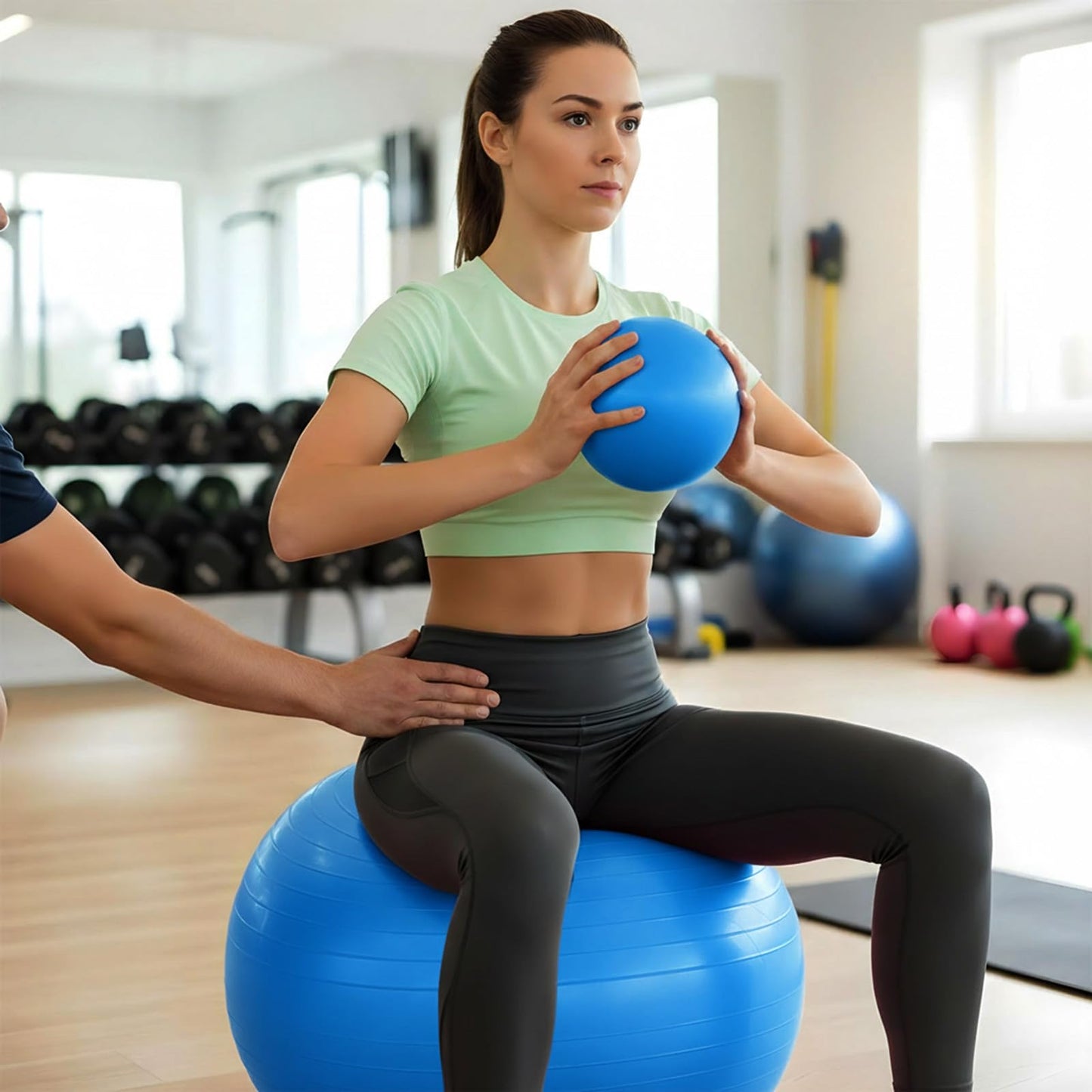 Kifmurase 2PCS Yoga Ball, 25Inch Thicked Anti-Burst Exercise Balls for Workout Stretching Stability, Non-Slip Balance Ball Equipment for Women Pilates Physical Therapy Pregnancy Labor Birthing Fitness