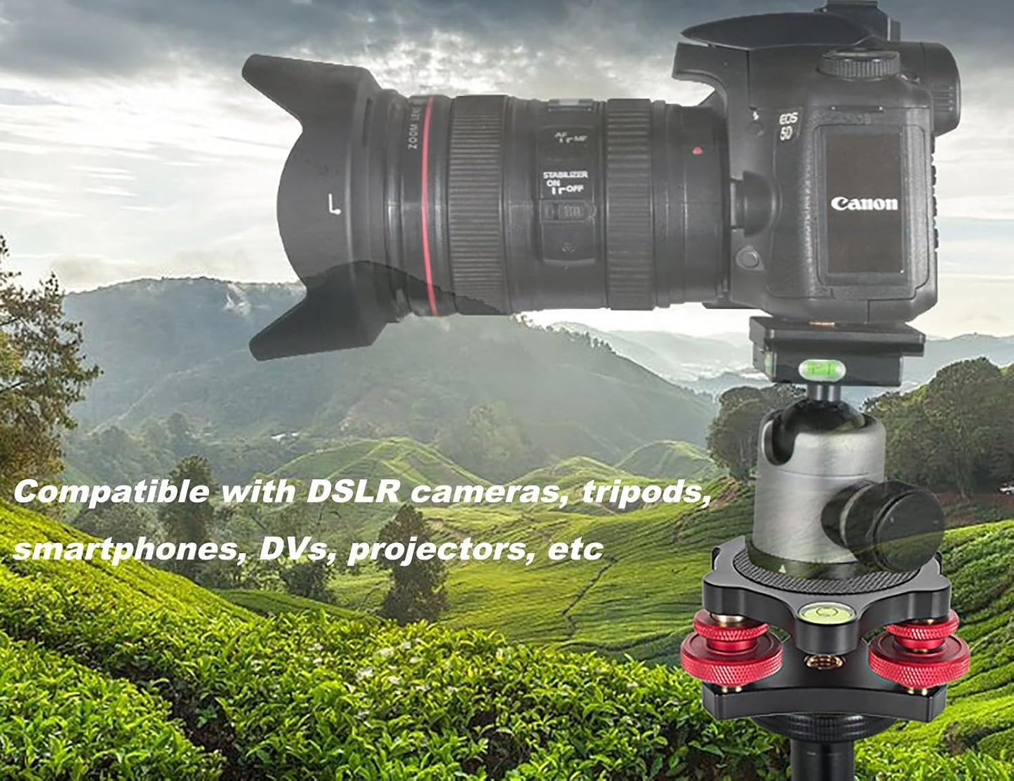 SQFOR +/-5 3 Camera Leveler, Tri-Wheel Leveling Base for Macro Photography with Degree Precision Adjustment, Aluminum