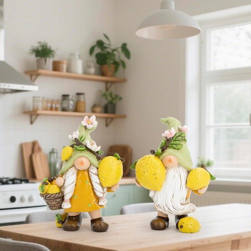 Hodao Lemon Gnome Figurines Set of 2 - Adorable Yellow Home Decor for Summer | Perfect for Kitchen & Living Room