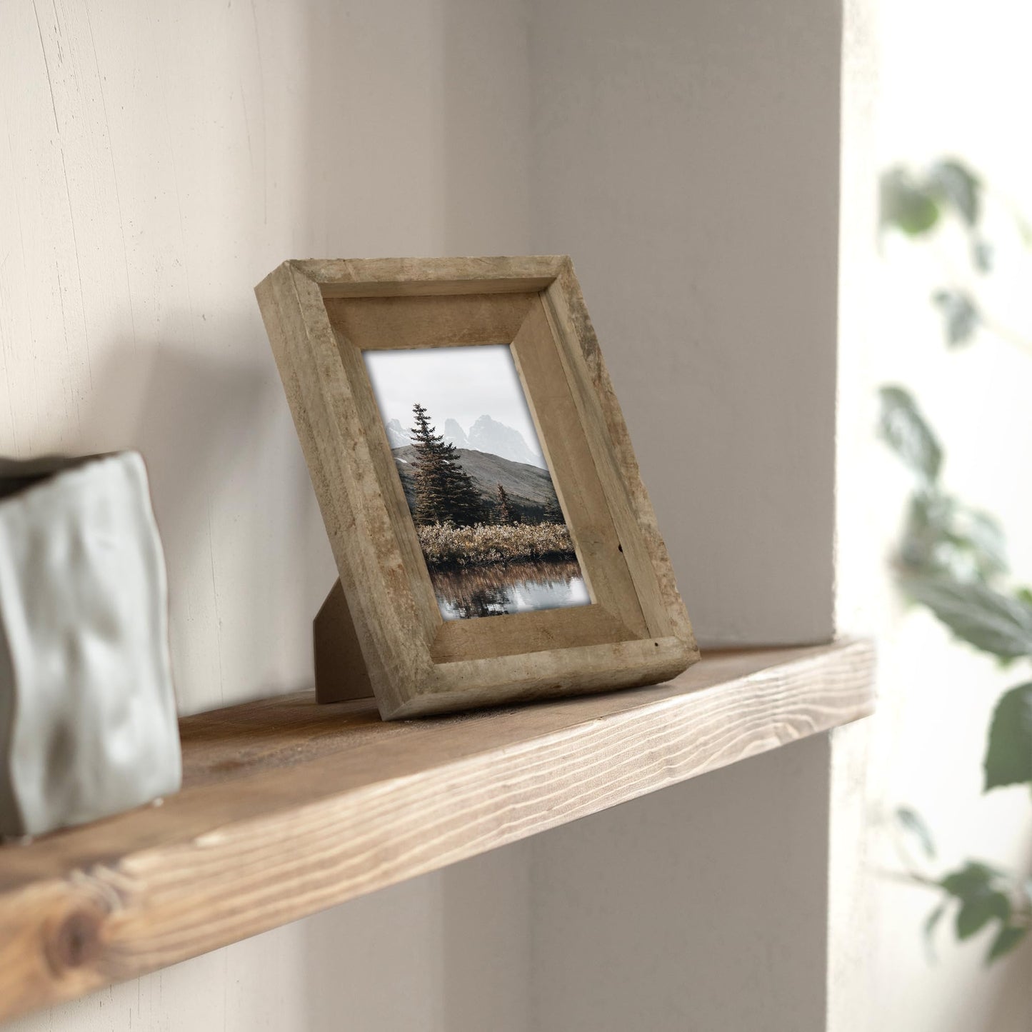 Rustic 5x7 Picture Frames, Reclaimed Barnwood Photo Frames with HD Tempered Glass, Distressed Family Gallery Corner, Horizontal and Vertical Wall Mounting & Table-top Display with Hardware, Set of 2
