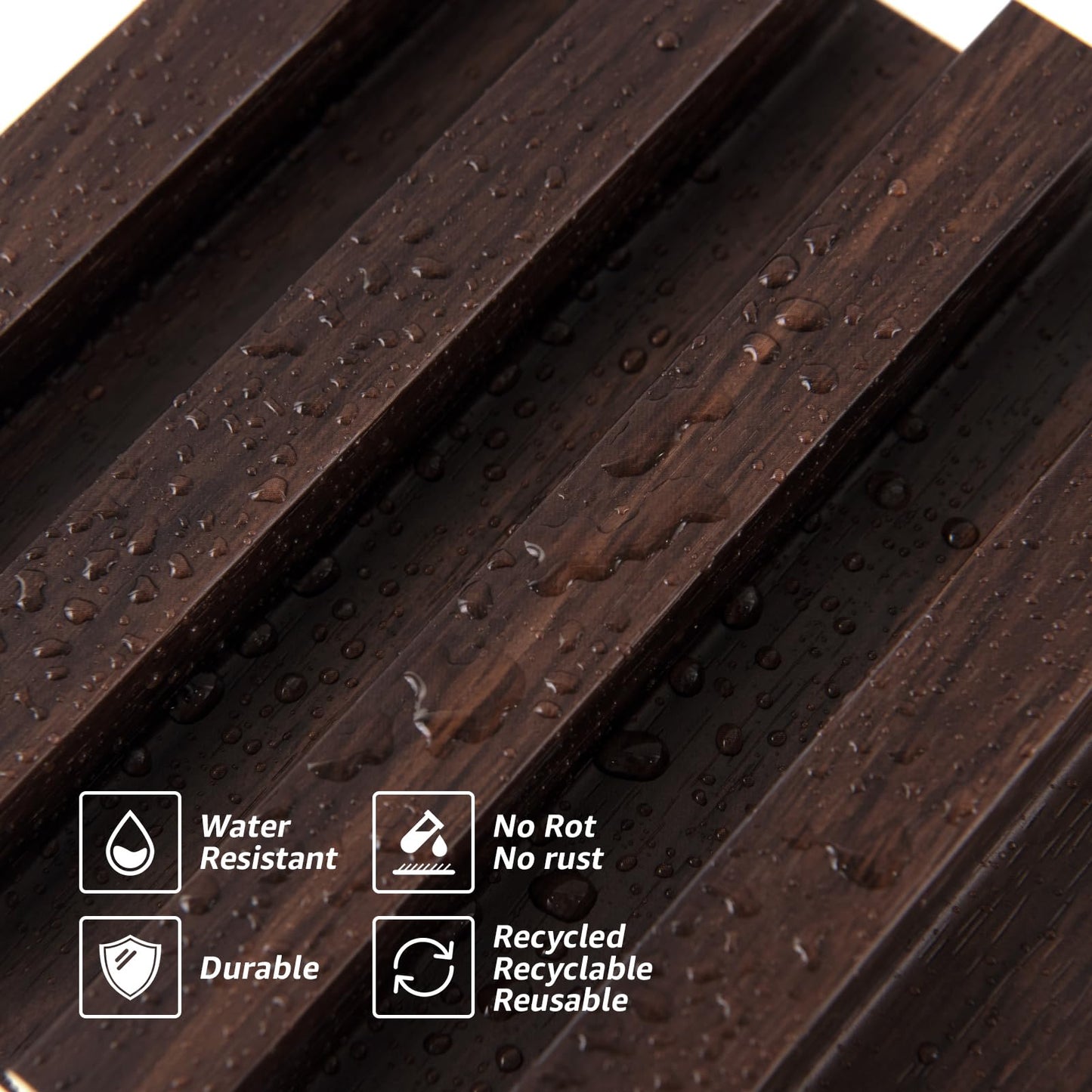 Art3d Slat Wall Panel for Modern Decor, WPC Acoustic Diffuser Panel, 8-Pack 96 x 6in. Black Walnut