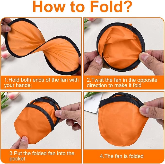 28PCS Foldable Flying Disc Fans with Bags, 9.8'' DIY Handheld Black Egde Fabric Folding Fan for Outdoor Game Activities Birthday Party Favors Gifts, 14 Colors