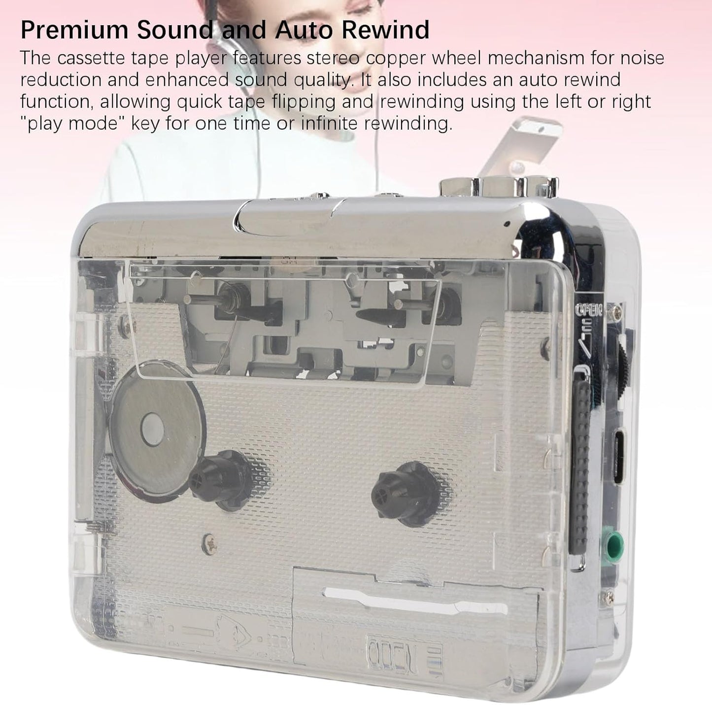 Cassette Cassette Cassette MP3 3.5mm Portable Tape Player, Stereo Surround Sound Tape Player, USB to Converter