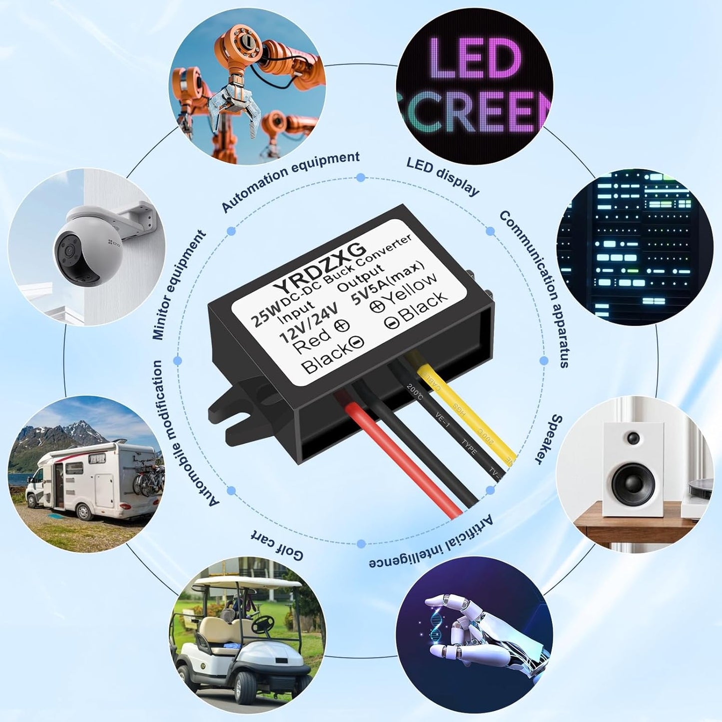 YRDZXG (3 5V 12 V/24 5 5A 25W 5 pcs) Buck Converter V to V DC Regulator to V DC Step-Down Converter Waterproof Module