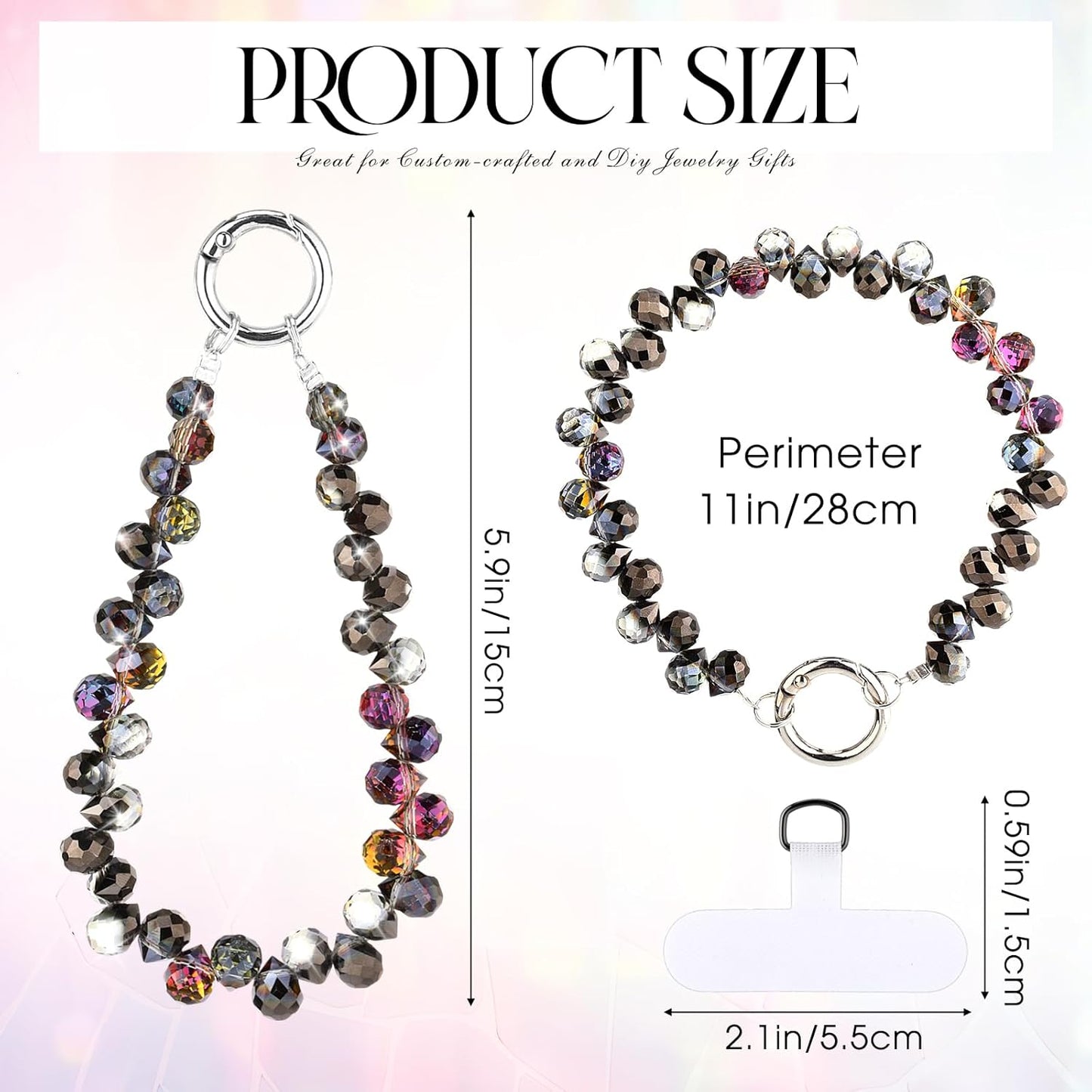 4 Pack Quelay Phone Wrist Strap Beaded Cell Phone Lanyards Wrist Charms Bling Cellphone Wristlet Bracelet Strap