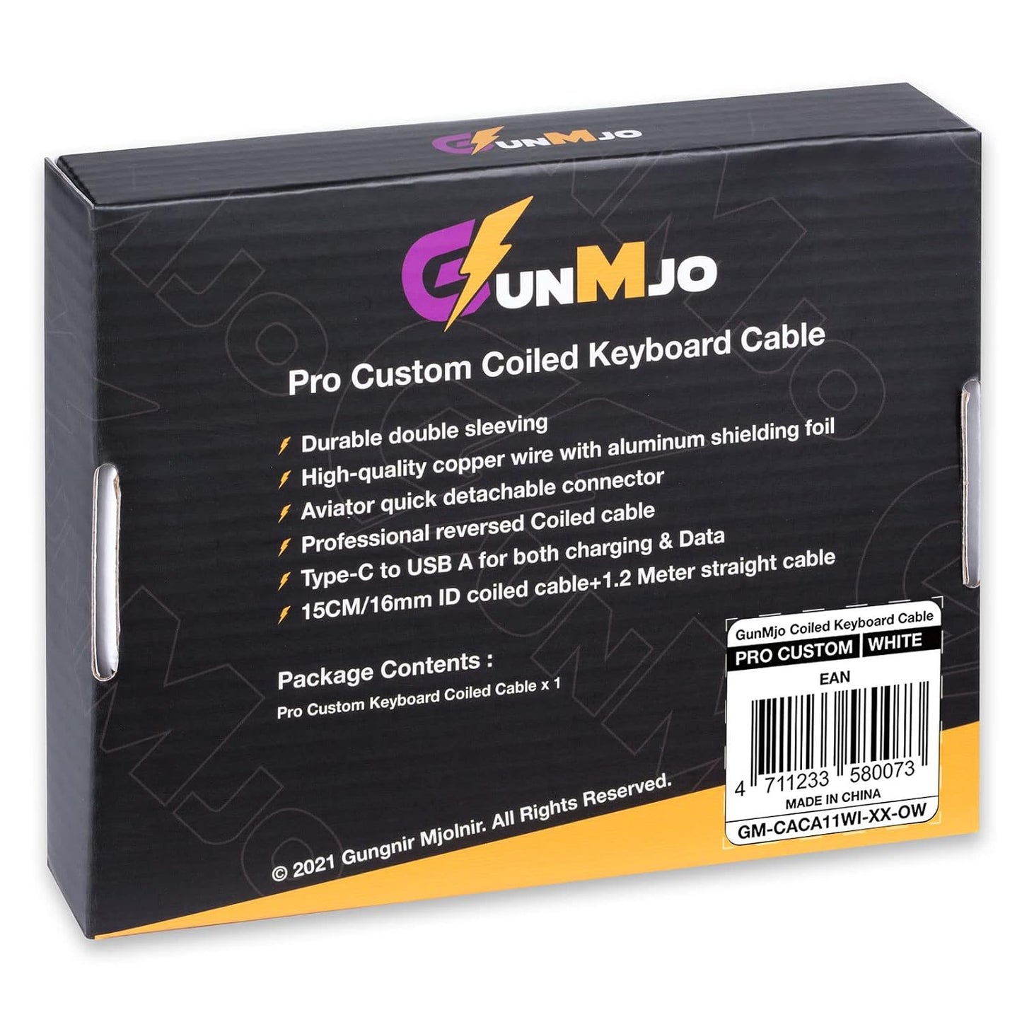 1.5M GUNMJO Pro Custom Coiled USB C Cable for Gaming Keyboard, Double-Sleeved Mechanical Keyboard Cable with Detachable