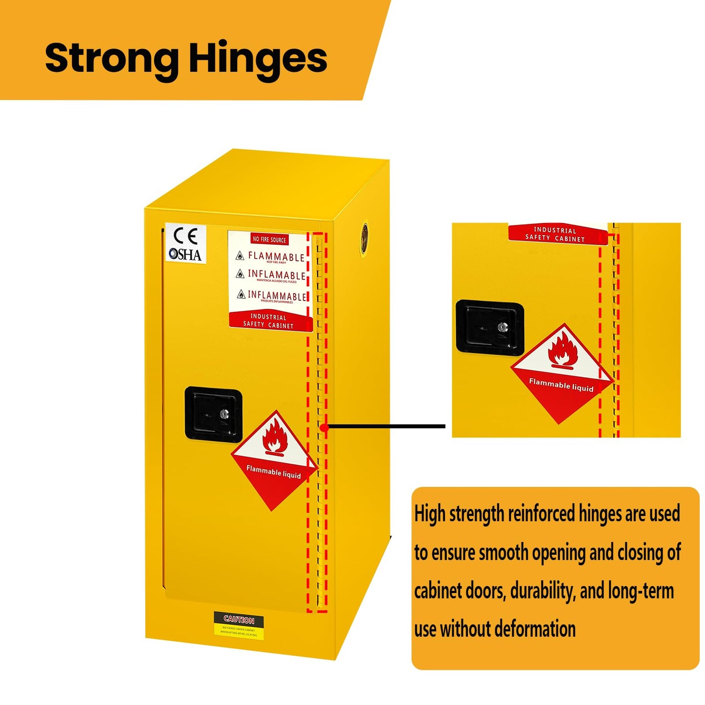 POWKOL 66 Gal Fireproof Flammable Storage Fireproof Cabinet, Galvanized Steel Material with Adjustable Shelf and Locks