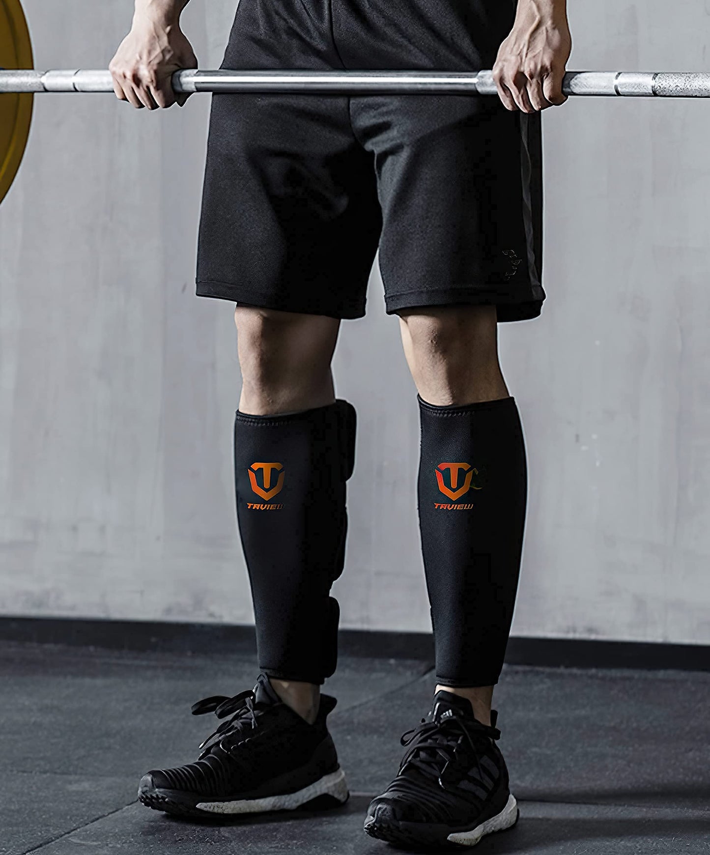 TAVIEW Weightlifting Deadlift Shin Guards, Calf Support Brace 5mm Thick Neoprene for EasyWear Deadlift Shin Guards,Training Pants and Tights, Ultimate Shin Protection