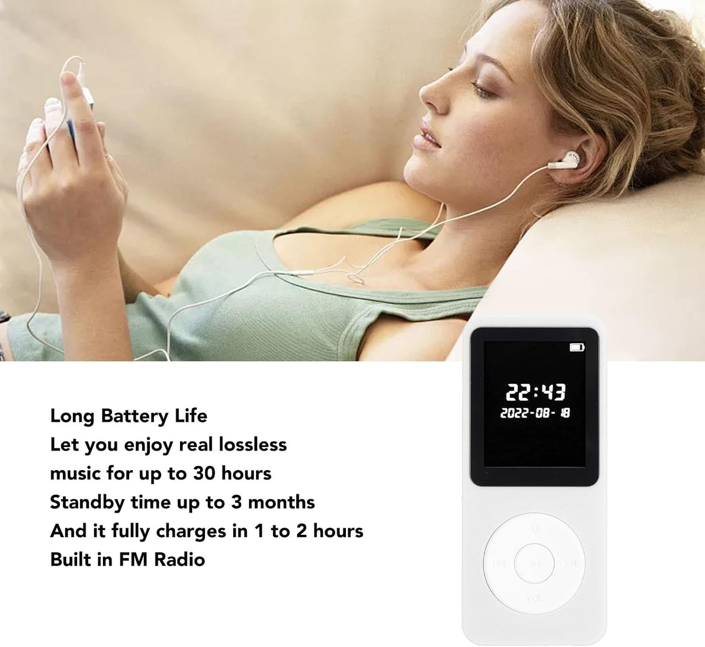 Zopsc MP3 1.77in 5.0 MP3 Player, LCD Screen Portable Music Player Built in Speaker, Bluetooth HiFi Player with FM Radio