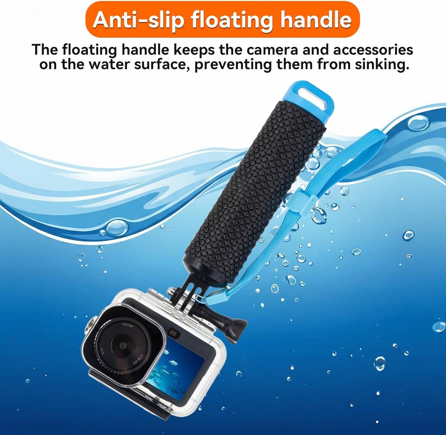 UTEBIT 6 196FT/60M Underwater Waterproof Case for DJI Osmo Action Camera, Protective Diving Housing with Camera Handle