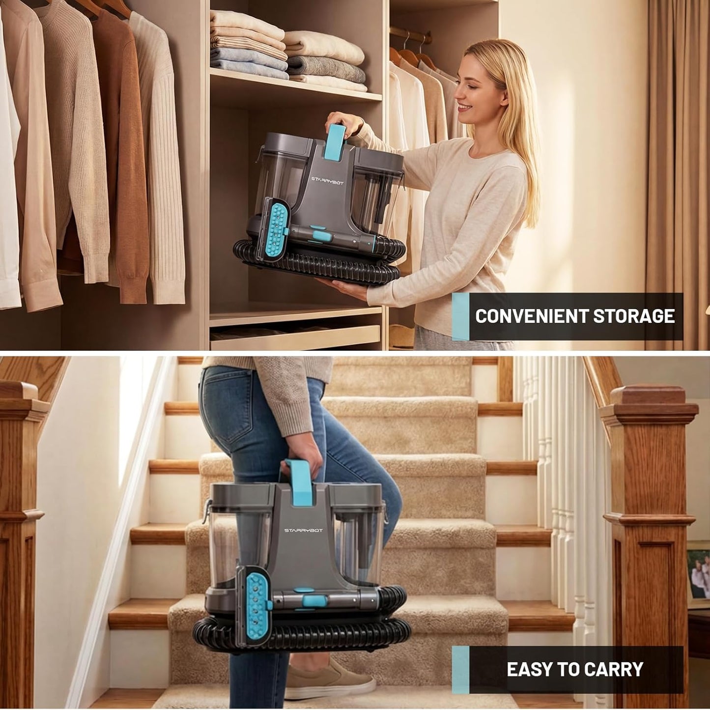 Starrybot Portable Carpet Cleaner - Powerful Deep Cleaning Machine for Home | Compact Design