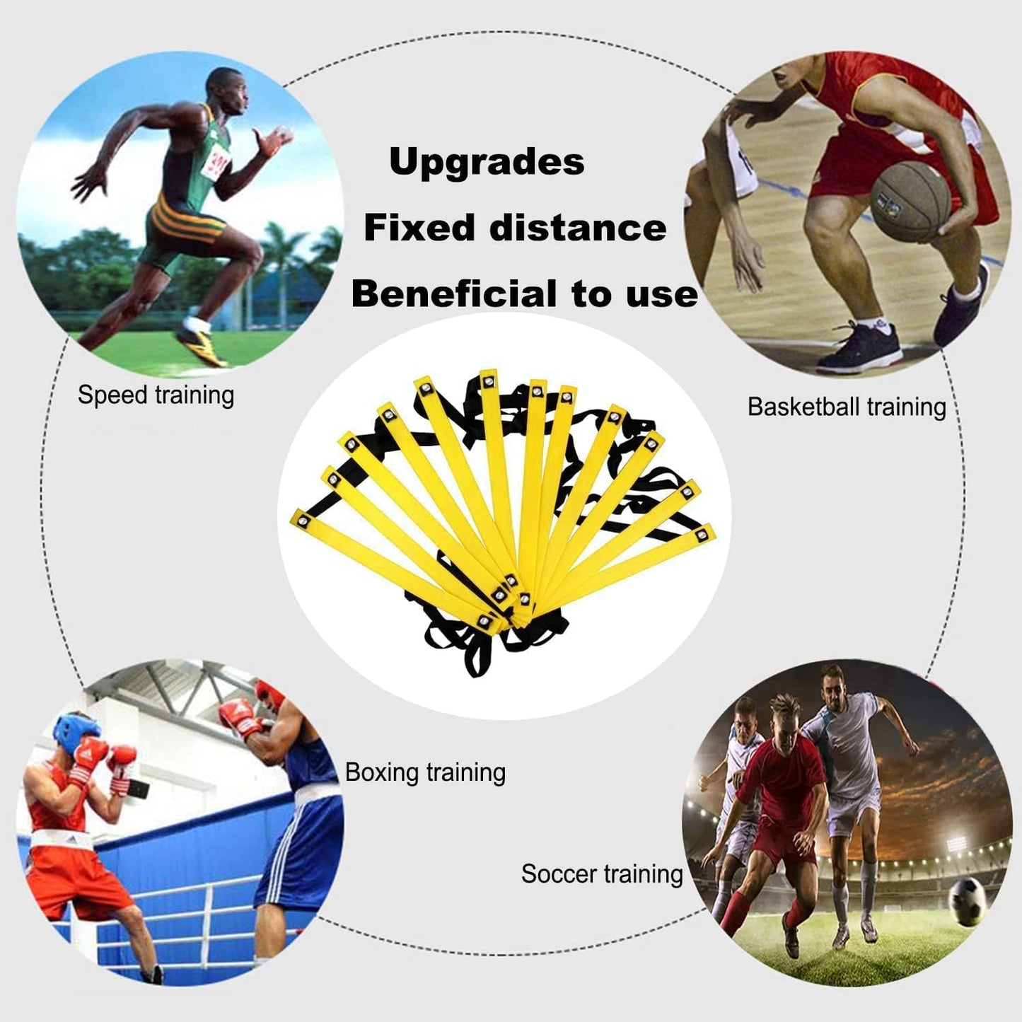 ENDIESS Agility Ladder Set 20ft, 4 Hurdles, 12 Soccer Cones, Jump Rope & Running Parachute - Speed Agility Training Equipment for Soccer Fitness Kids Youth Adults