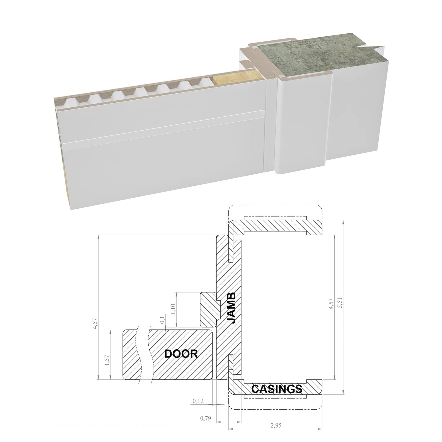 Solid Interior French 24 x 80 inches | Planum 0770 Painted White Matte | Single Regular Panel Frame Trims Handle | Bathroom Bedroom Sturdy Doors