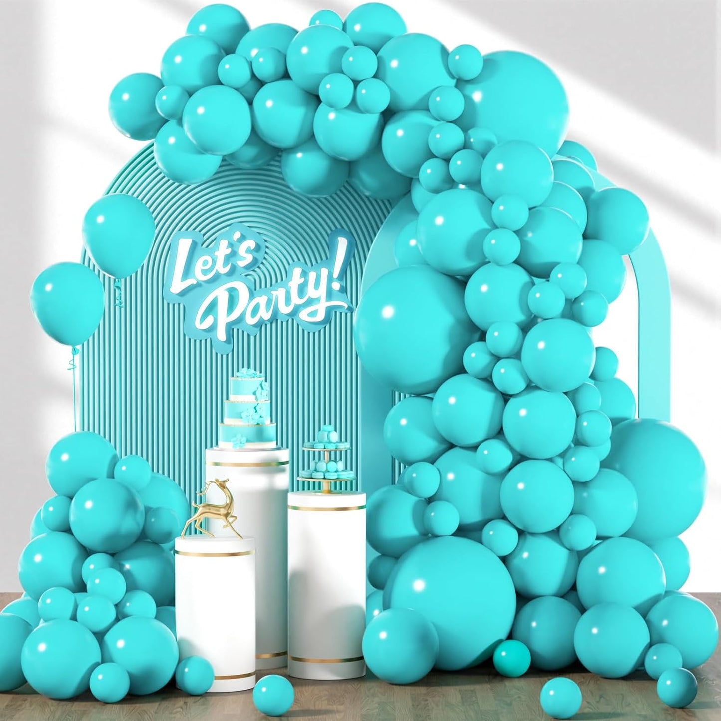 Skiennix Teal Balloon Arch Kit - 120pcs Turquoise Balloons in 5-18 Inch Sizes for Weddings, Baby Showers, and Parties